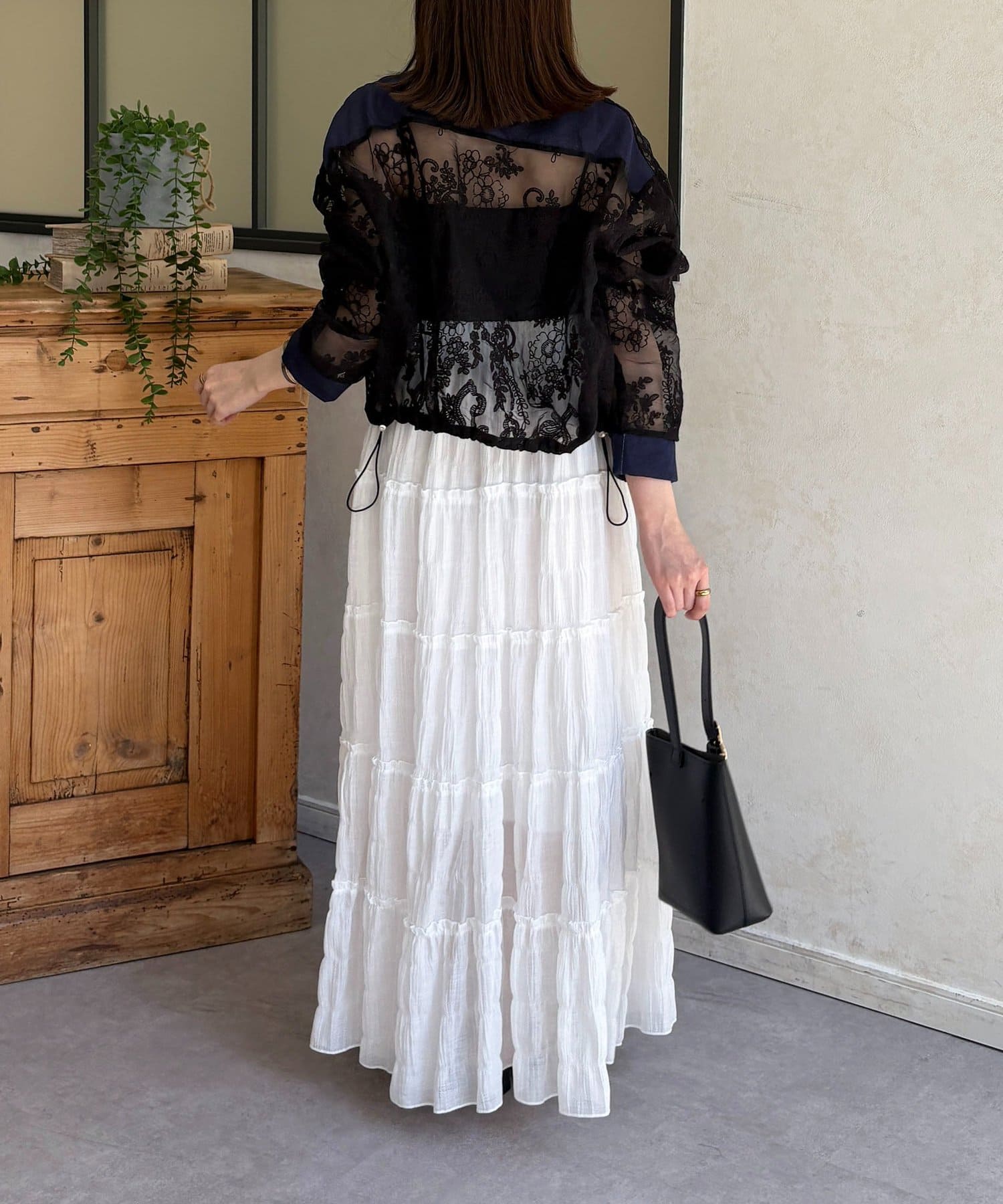 Thevon.(ゼヴォン) GOLD釦デニム切替レースジャケット