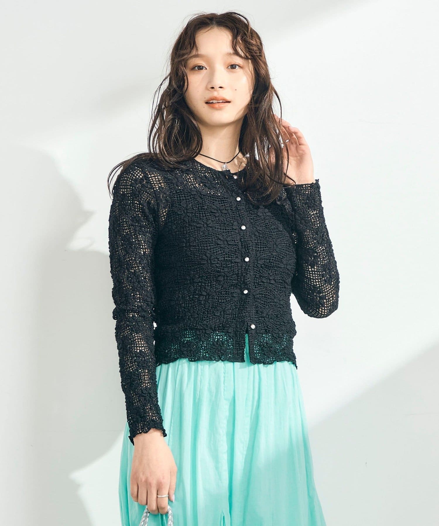 FREDY & GLOSTER(フレディ アンド グロスター) フラワーストレッチレースカーディガン