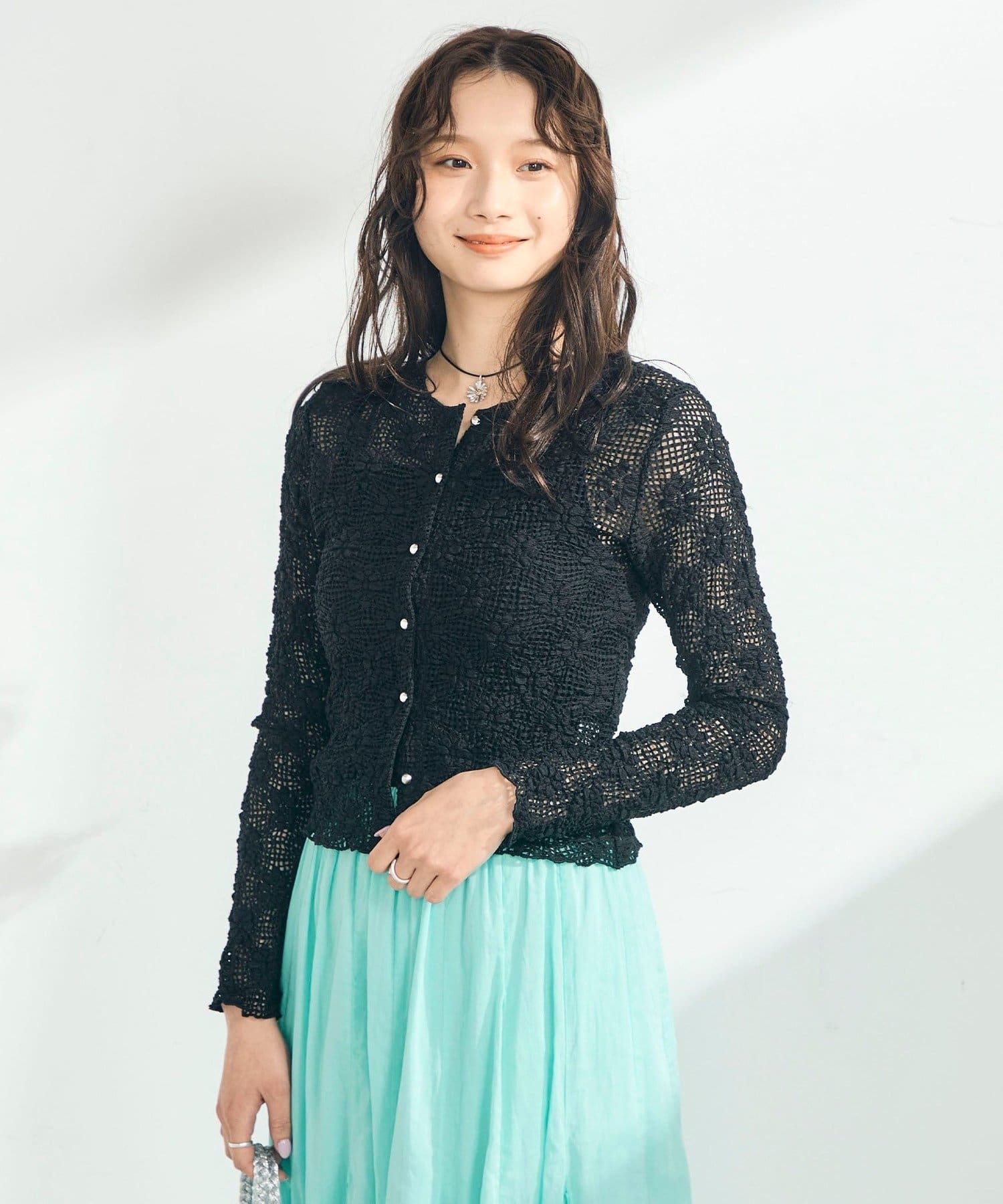 FREDY & GLOSTER(フレディ アンド グロスター) フラワーストレッチレースカーディガン