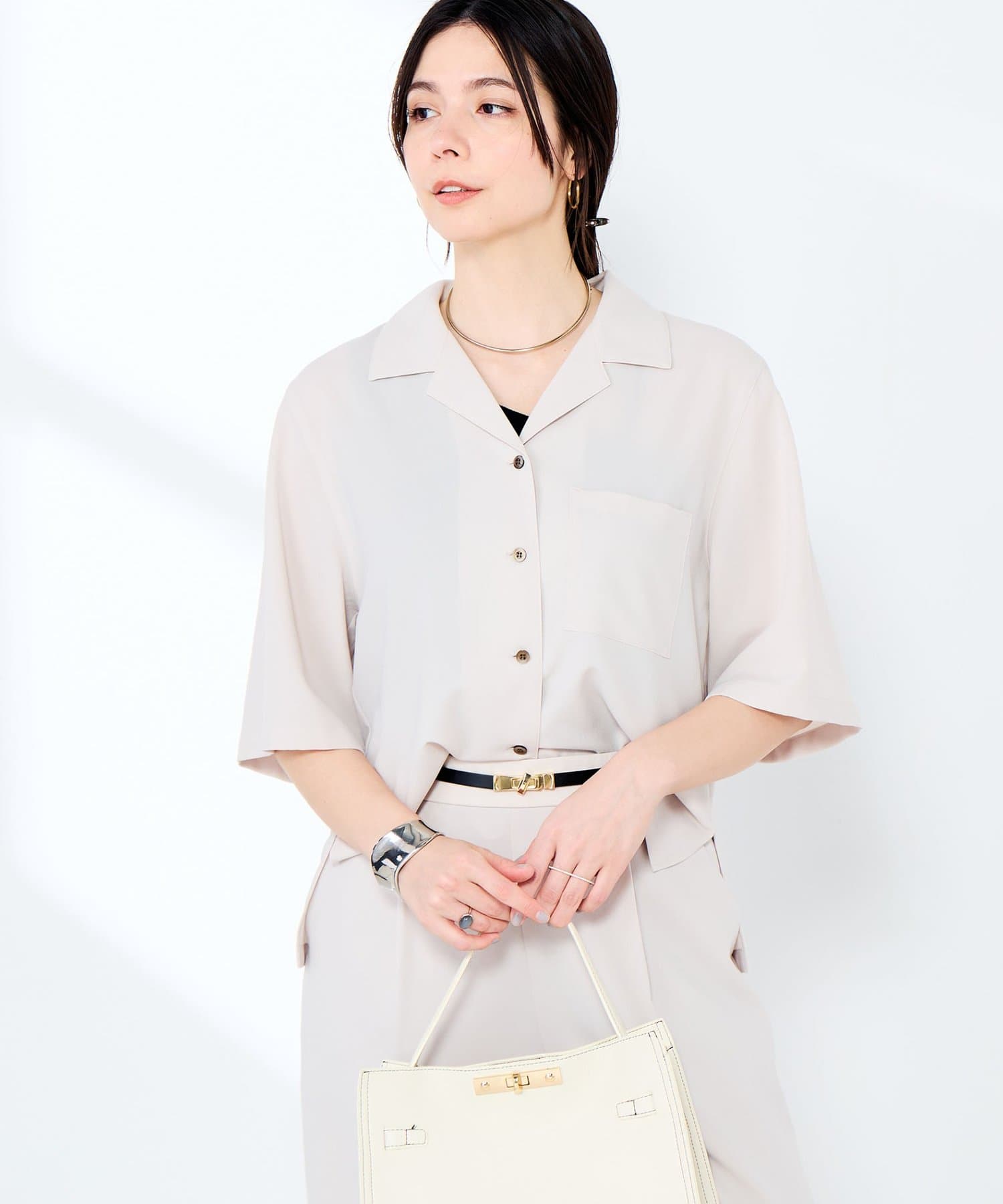 NOLLEY'S(ノーリーズ) 《セットアップ対応》ウォッシャブルエアリージョーゼットショートシャツ