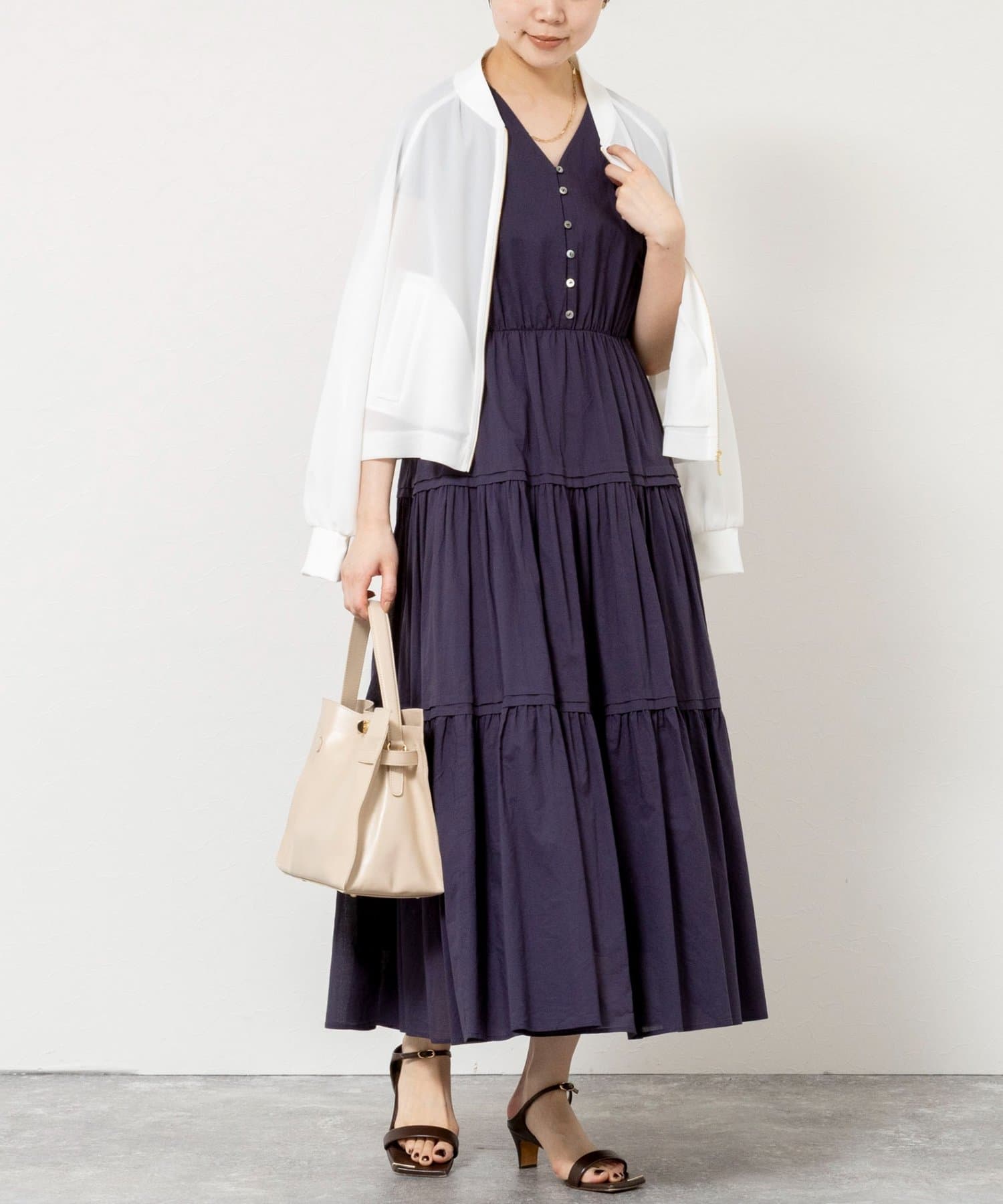 NOLLEY'S(ノーリーズ) ウォッシャブルコットンティアードマキシワンピース