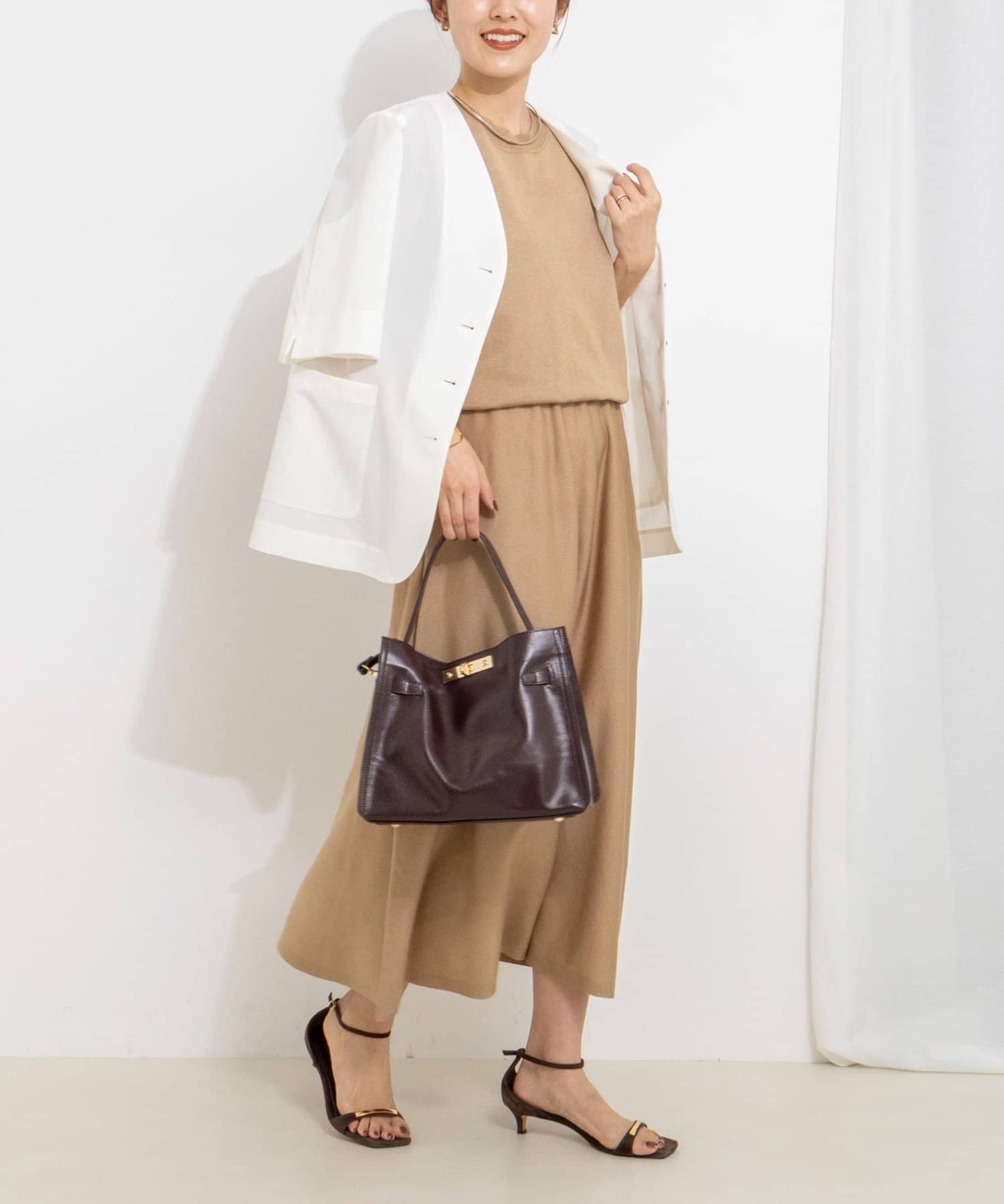 NOLLEY'S(ノーリーズ) 《手洗い可能》ブラウジングフレアニットワンピース