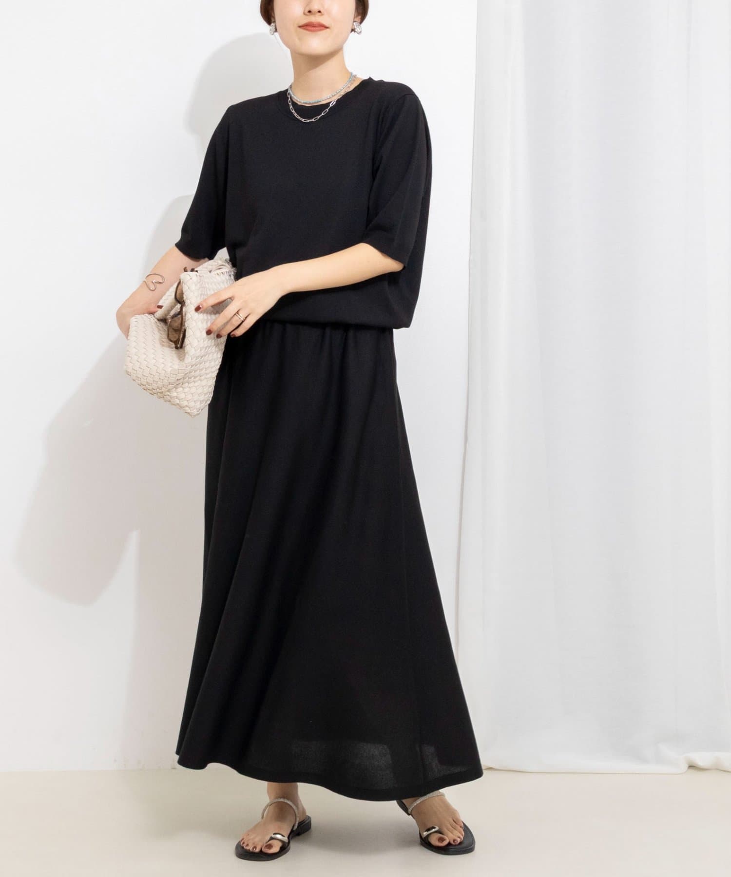 NOLLEY'S(ノーリーズ) 《手洗い可能》ブラウジングフレアニットワンピース