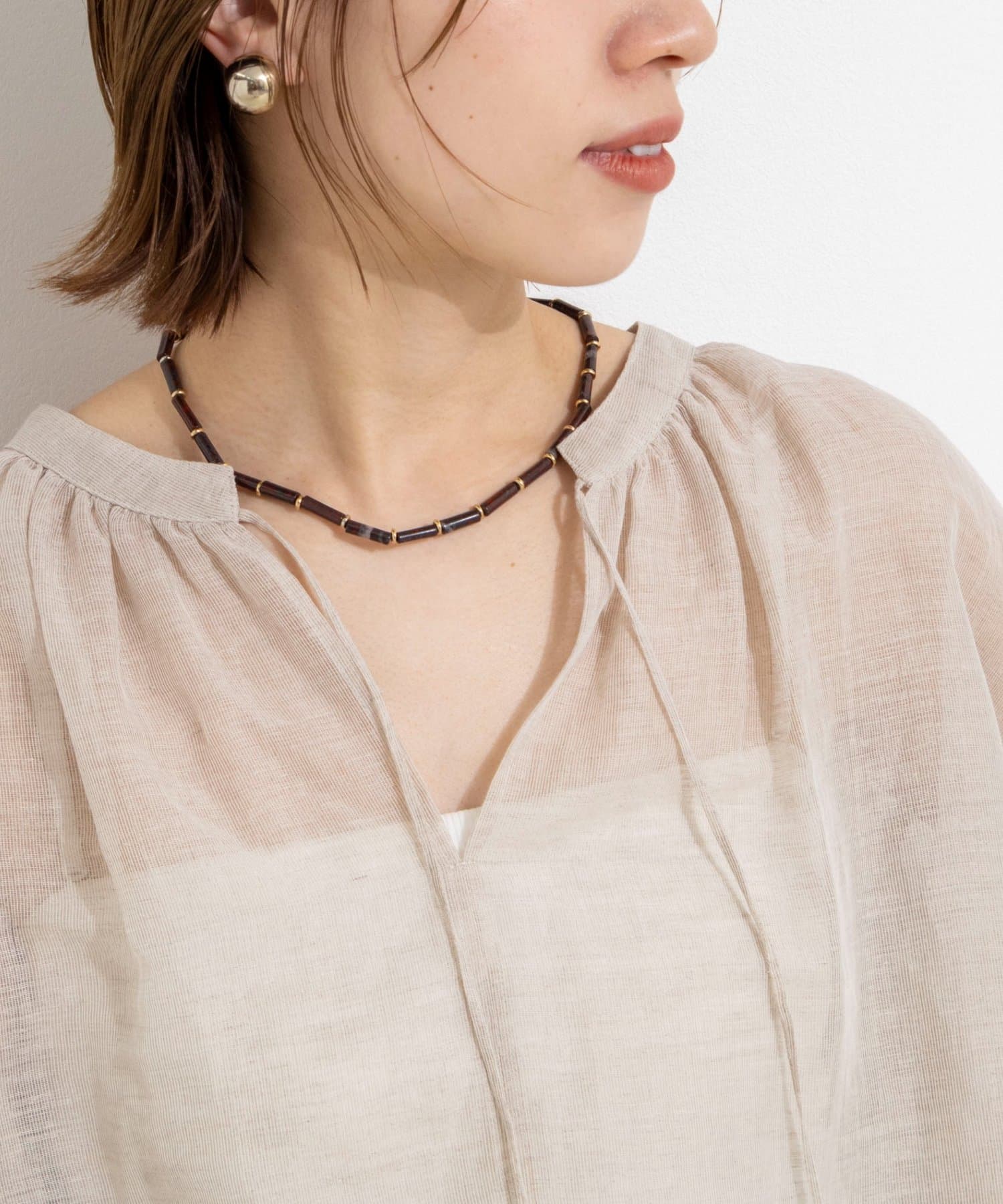 NOLLEY'S(ノーリーズ) ウォッシャブルシアーリネンカールマイヤーショートブラウス