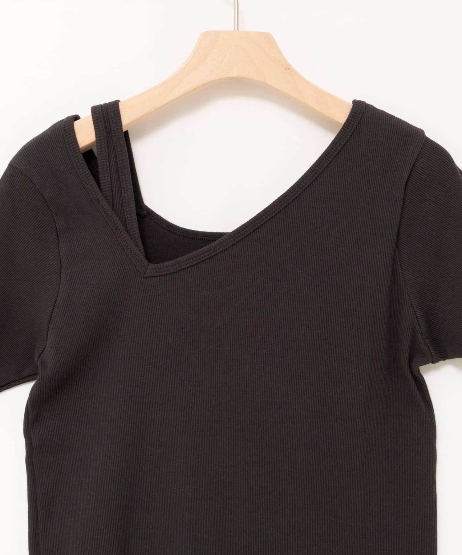 NOLLEY'S(ノーリーズ) ウォッシャブルアシンメトリー2WAYリブTシャツ