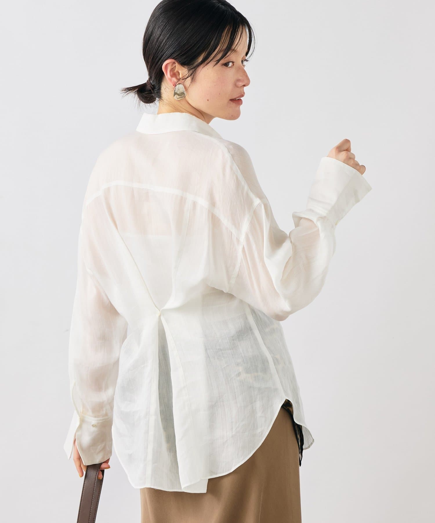 NOLLEY'S(ノーリーズ) ウォッシャブルフィブリルラミーマルチウェイシャツ