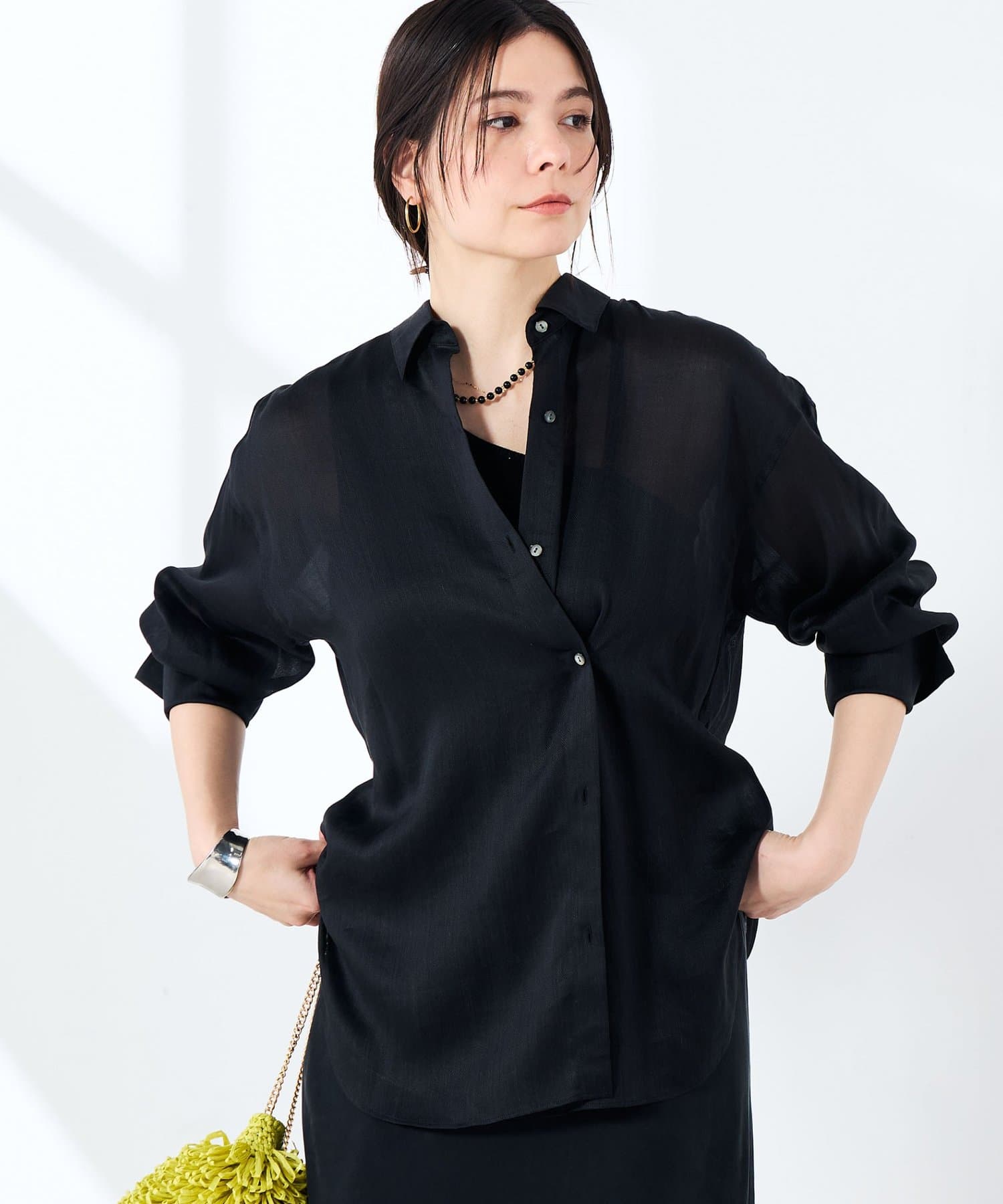 NOLLEY'S(ノーリーズ) ウォッシャブルフィブリルラミーマルチウェイシャツ