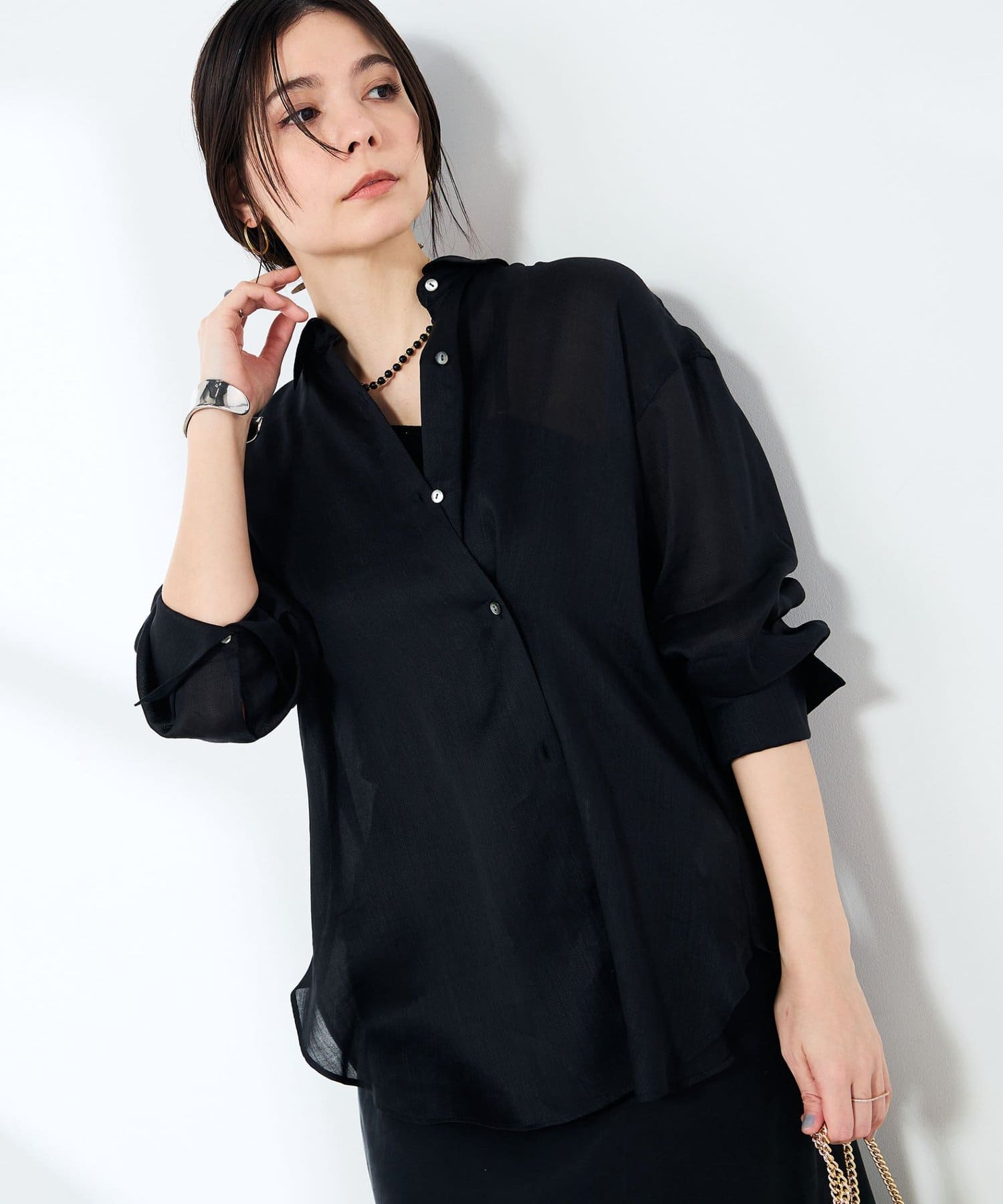 NOLLEY'S(ノーリーズ) ウォッシャブルフィブリルラミーマルチウェイシャツ