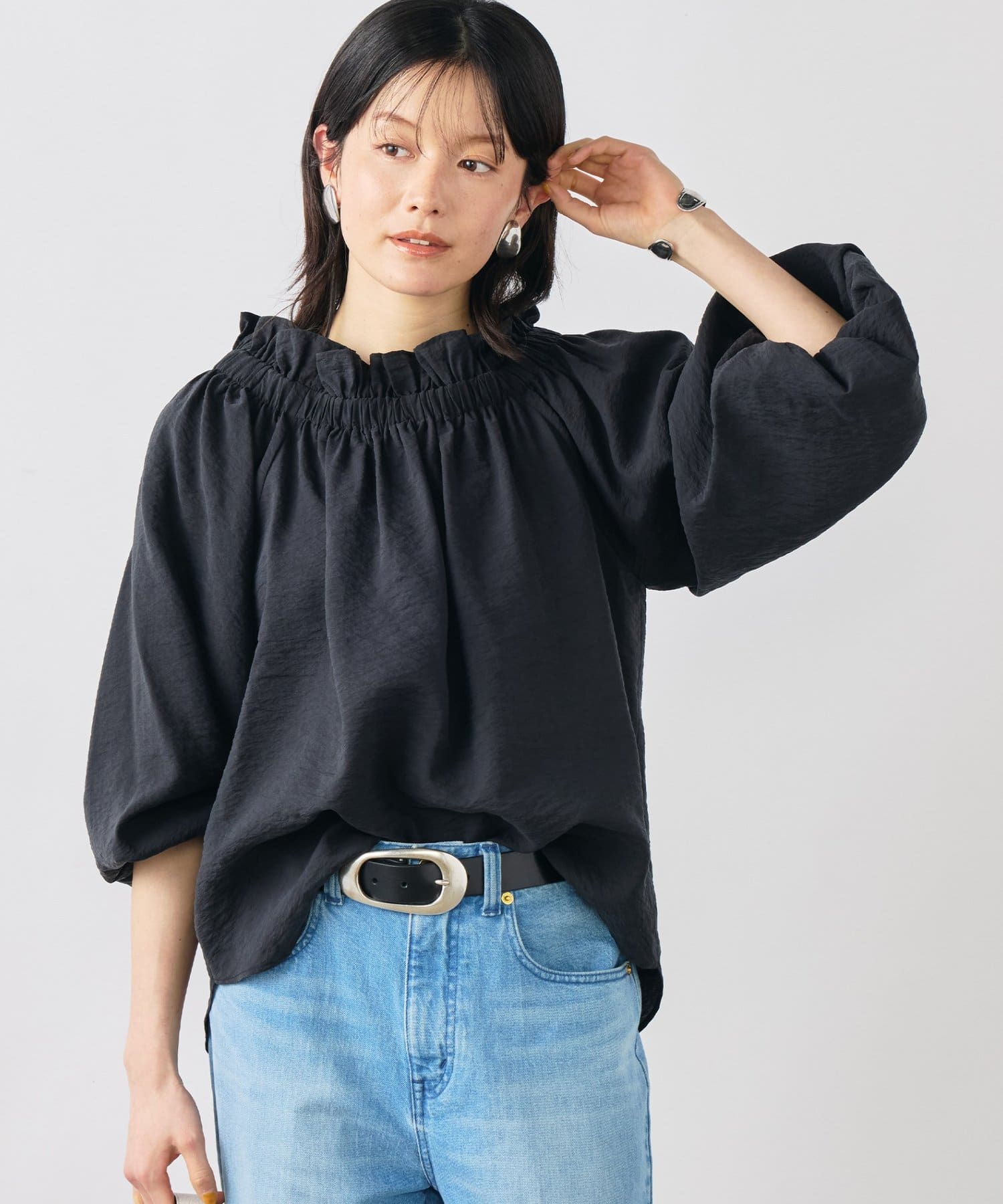 NOLLEY'S(ノーリーズ) ウォッシャブルシアーシルクワッシャーオフショルブラウス