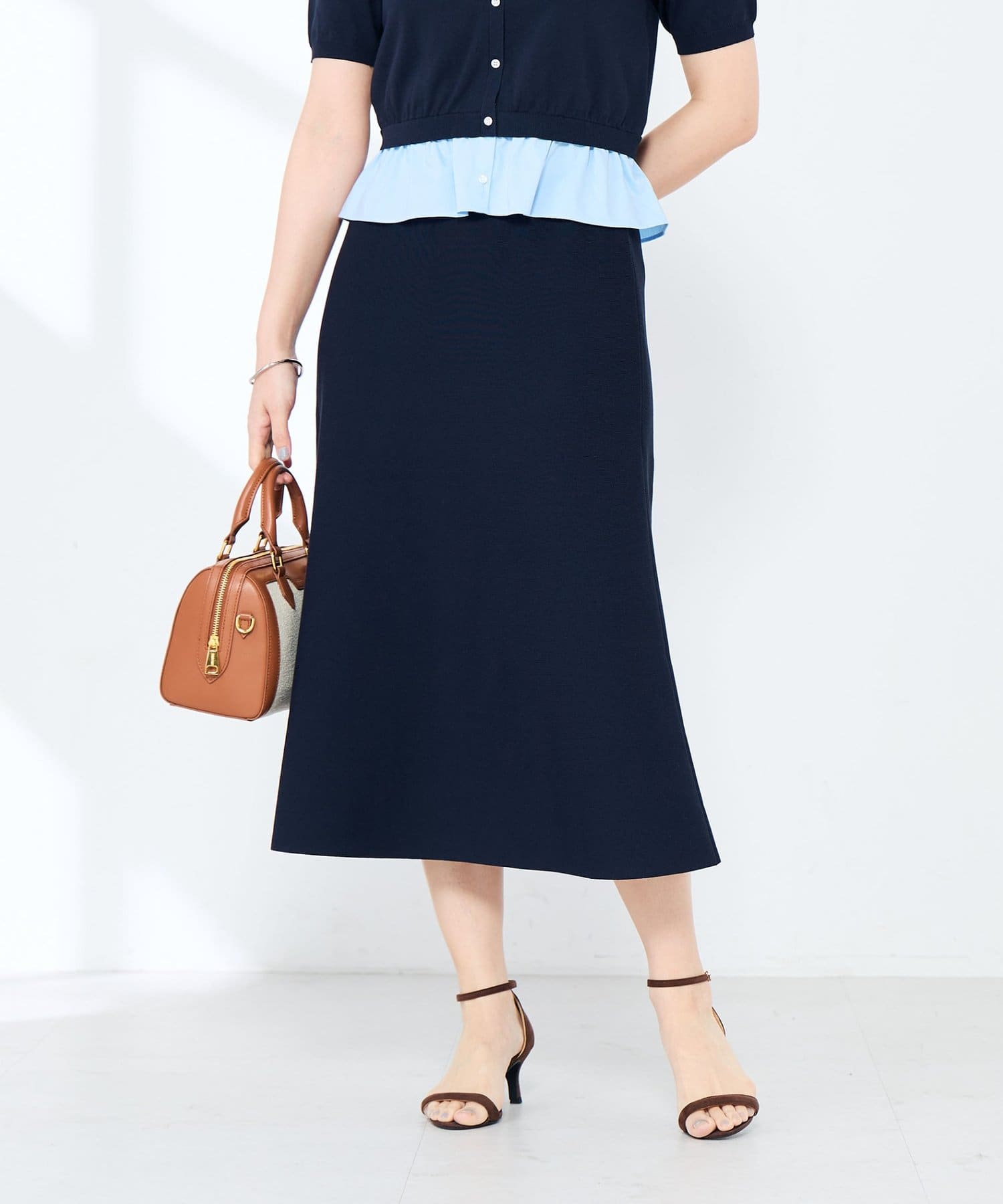 NOLLEY'S(ノーリーズ) 《手洗い可能/セットアップ対応》Aラインニットスカート