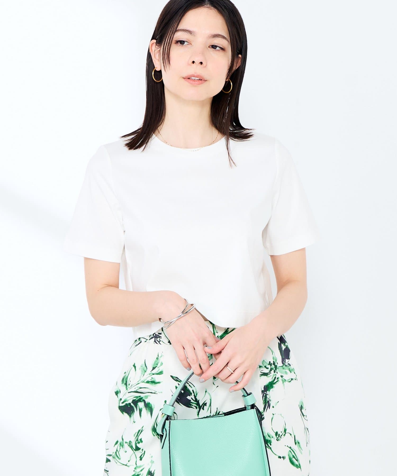 NOLLEY'S(ノーリーズ) 《手洗い可能》W&Wショート丈Tシャツ