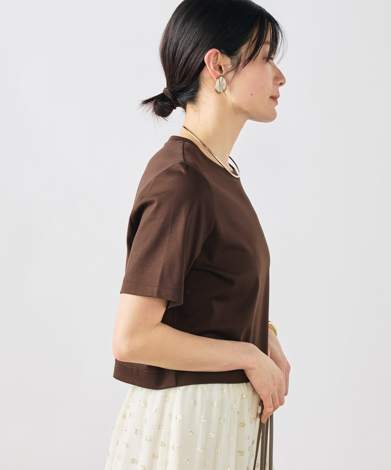 NOLLEY'S(ノーリーズ) 《手洗い可能》W&Wショート丈Tシャツ