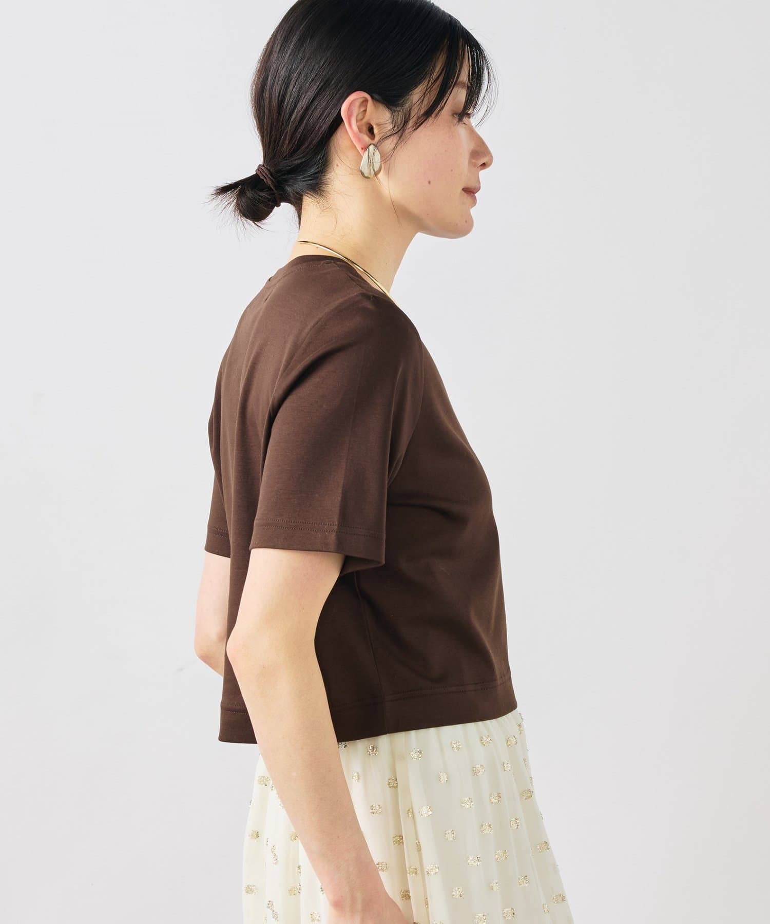 NOLLEY'S(ノーリーズ) 《手洗い可能》W&Wショート丈Tシャツ