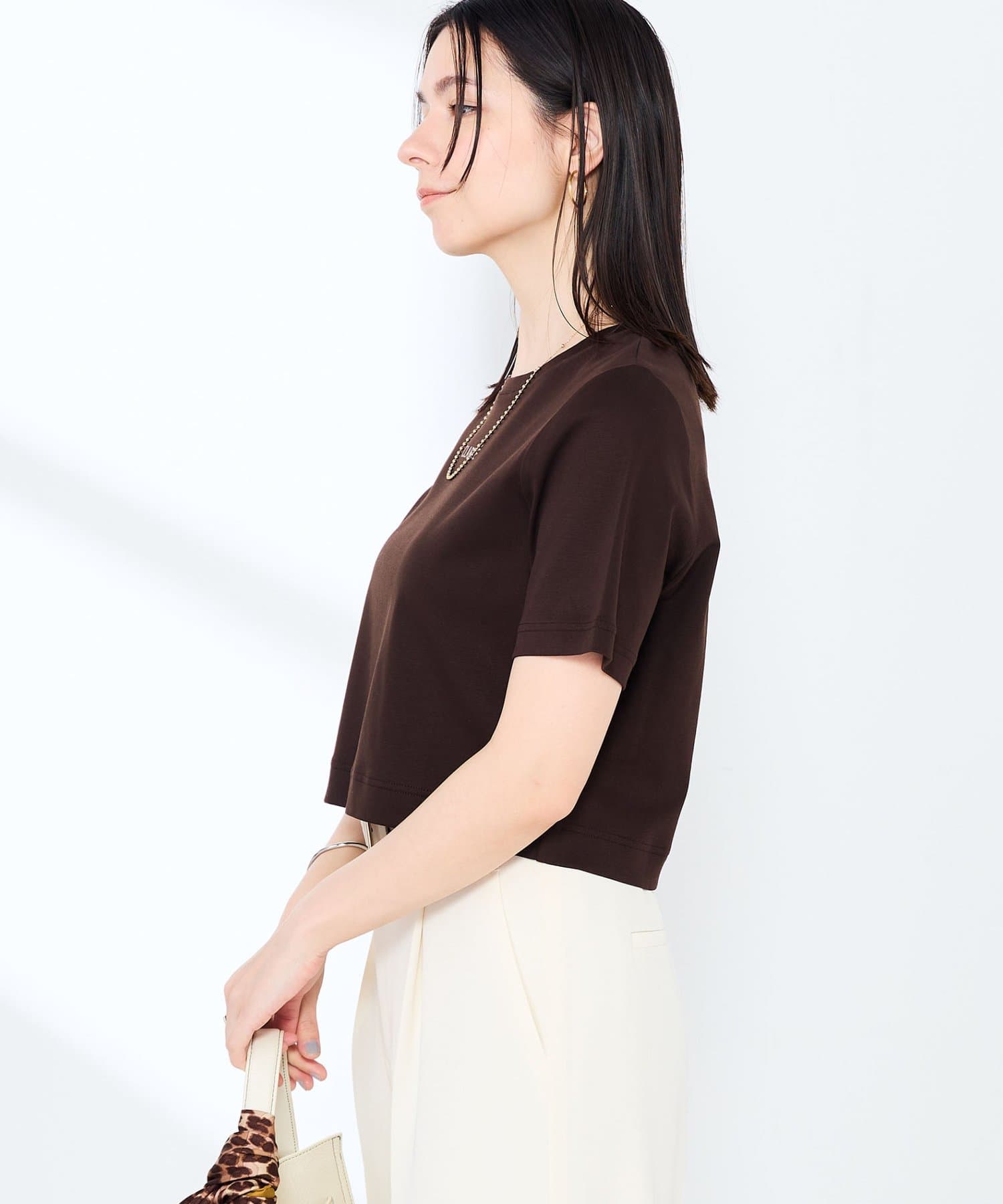 NOLLEY'S(ノーリーズ) 《撥水/汗染み軽減》ショート丈ロゴTシャツ