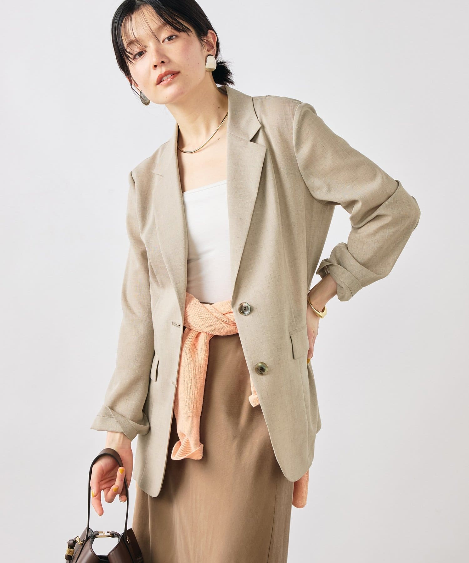 NOLLEY'S(ノーリーズ) 《セットアップ対応》ウォッシャブルリネンライクシアーボイルジャケット