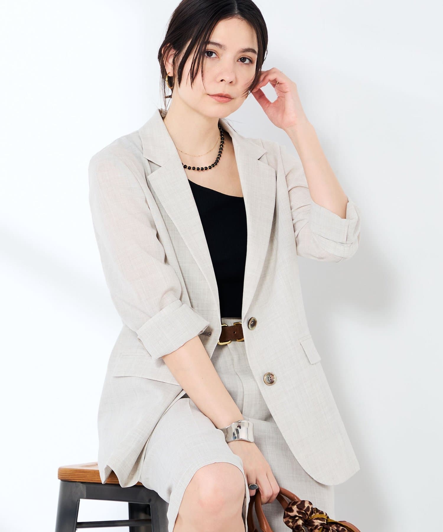 NOLLEY'S(ノーリーズ) 《セットアップ対応》ウォッシャブルリネンライクシアーボイルジャケット