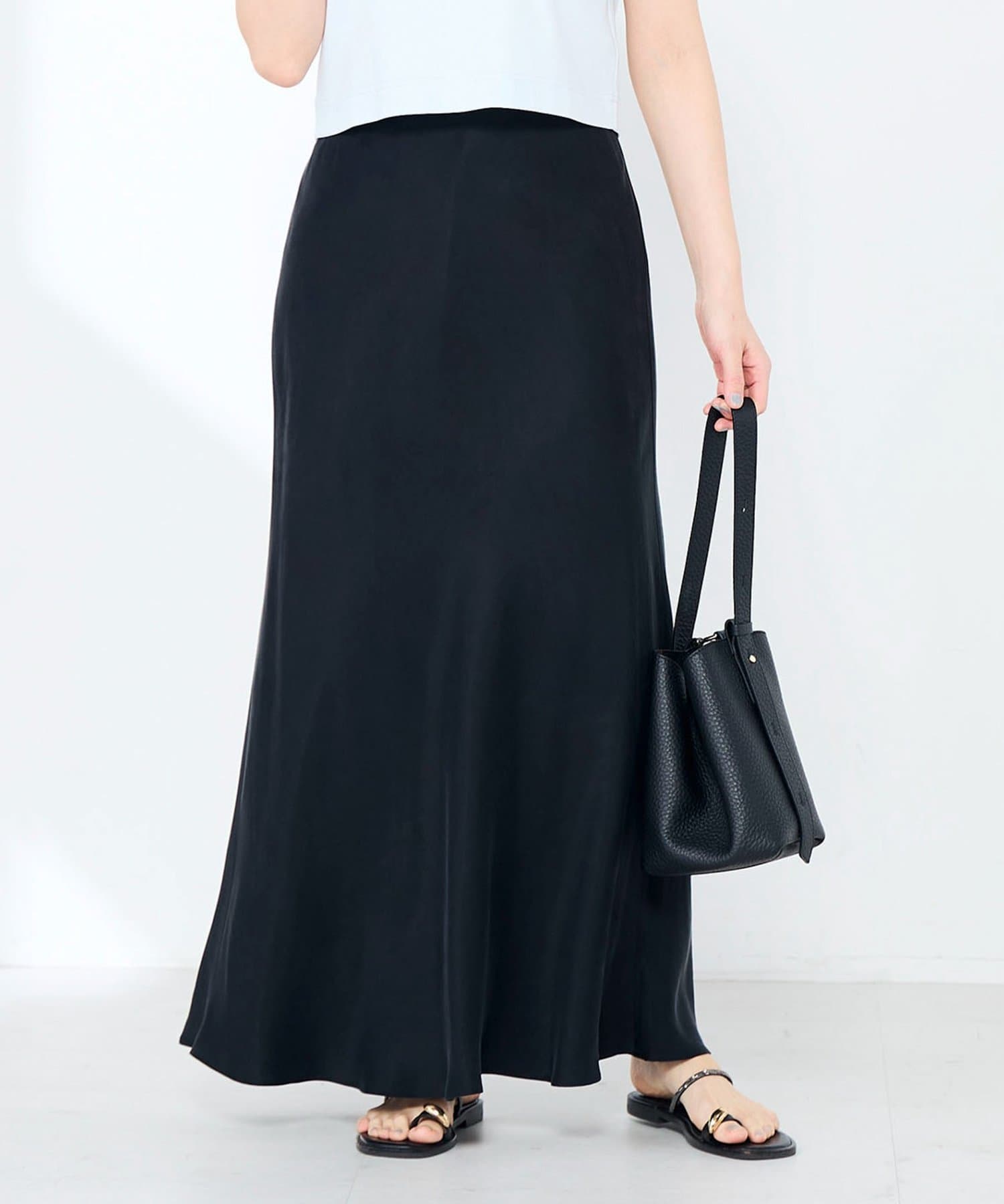 NOLLEY'S(ノーリーズ) ウォッシャブルキュプラサテンナロースカート