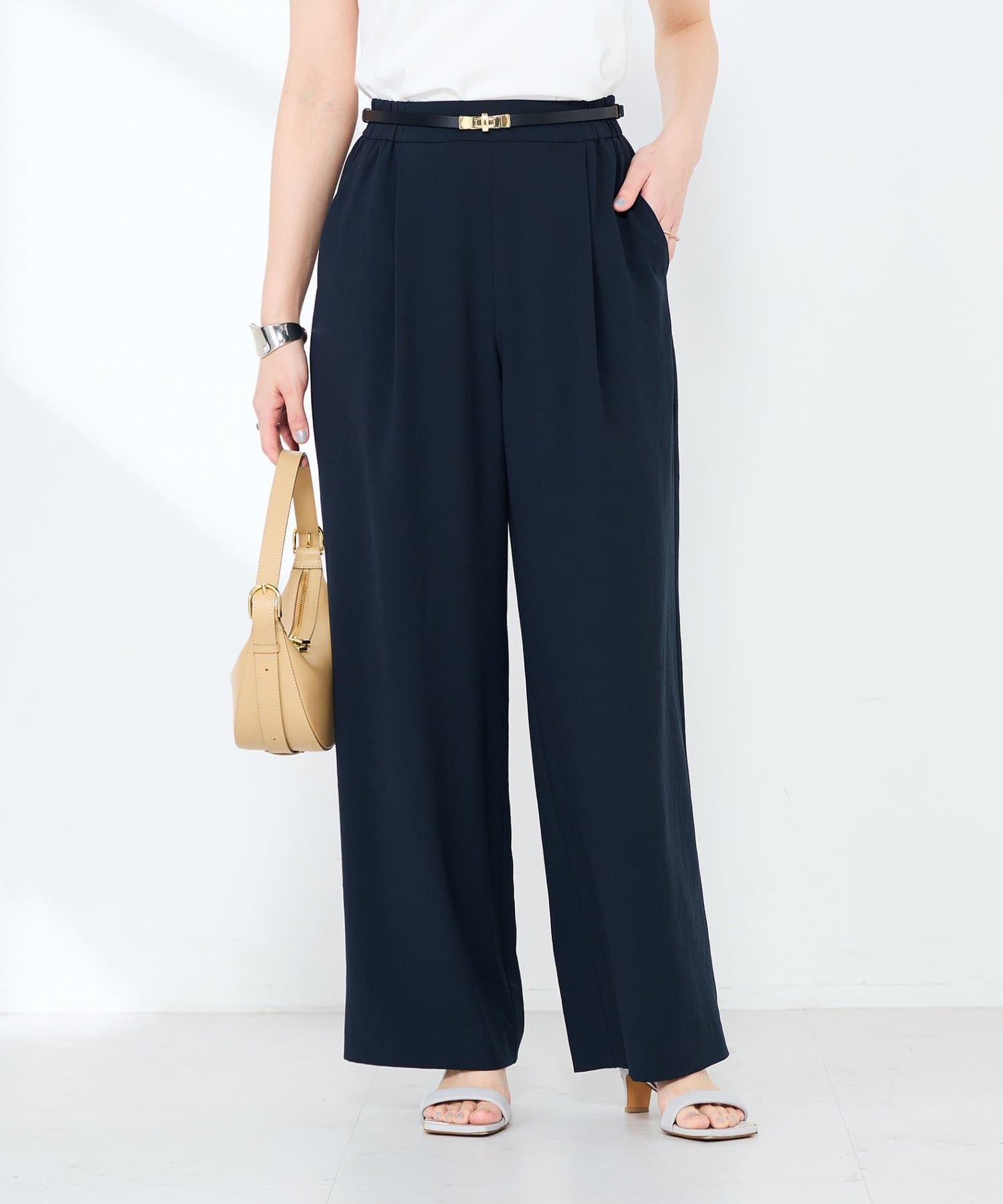 NOLLEY'S(ノーリーズ) 《セットアップ対応》ウォッシャブルエアリージョーゼットイージーワイドパンツ