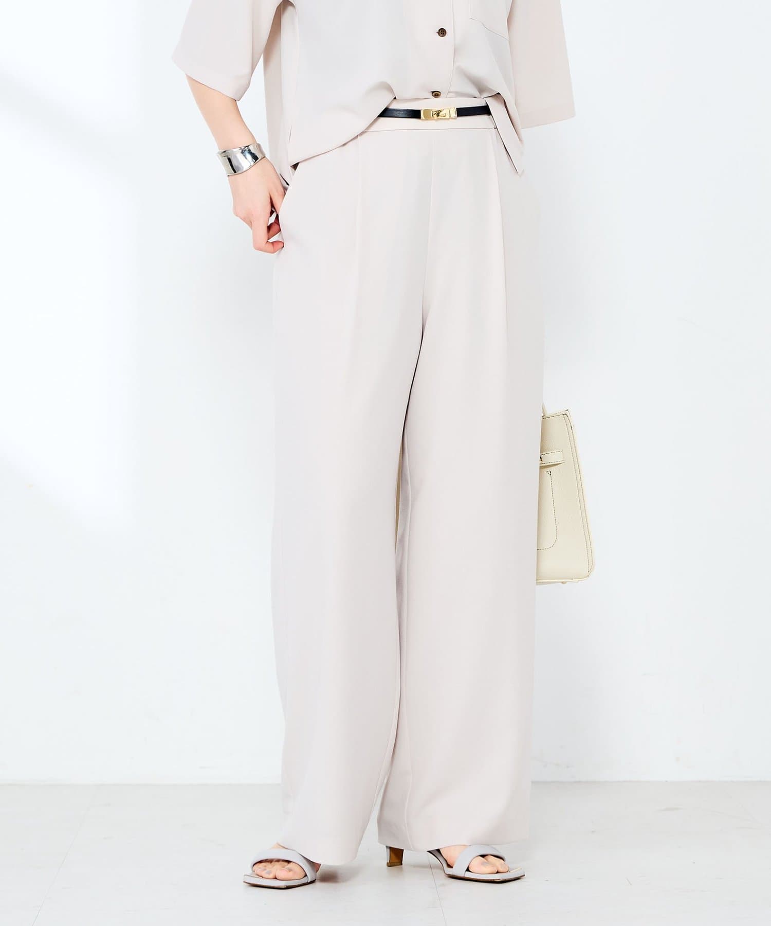 NOLLEY'S(ノーリーズ) 《セットアップ対応》ウォッシャブルエアリージョーゼットイージーワイドパンツ