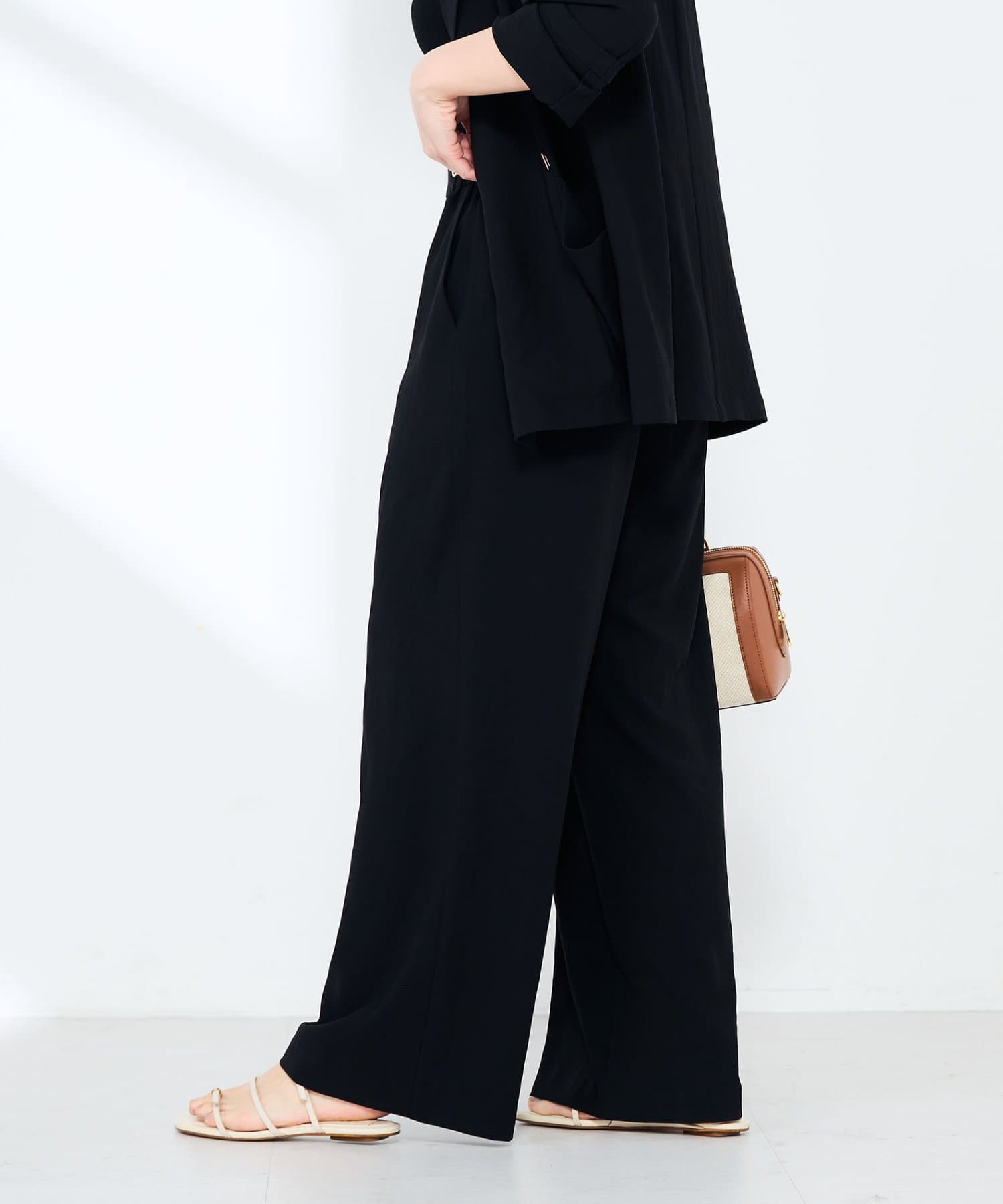 NOLLEY'S(ノーリーズ) 《セットアップ対応》ウォッシャブルエアリージョーゼットイージーワイドパンツ