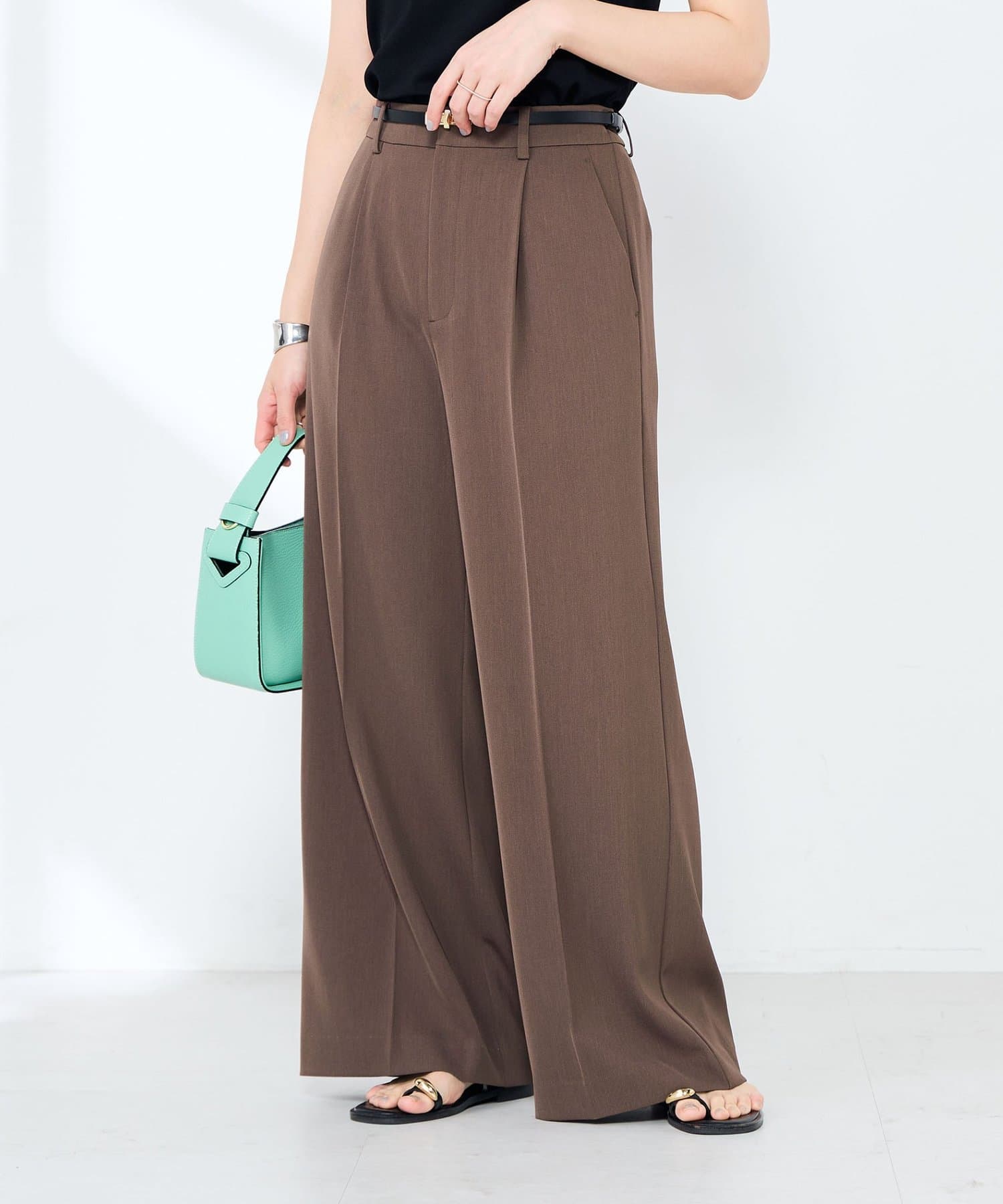 NOLLEY'S(ノーリーズ) ウォッシャブル強撚ツイルワイドパンツ