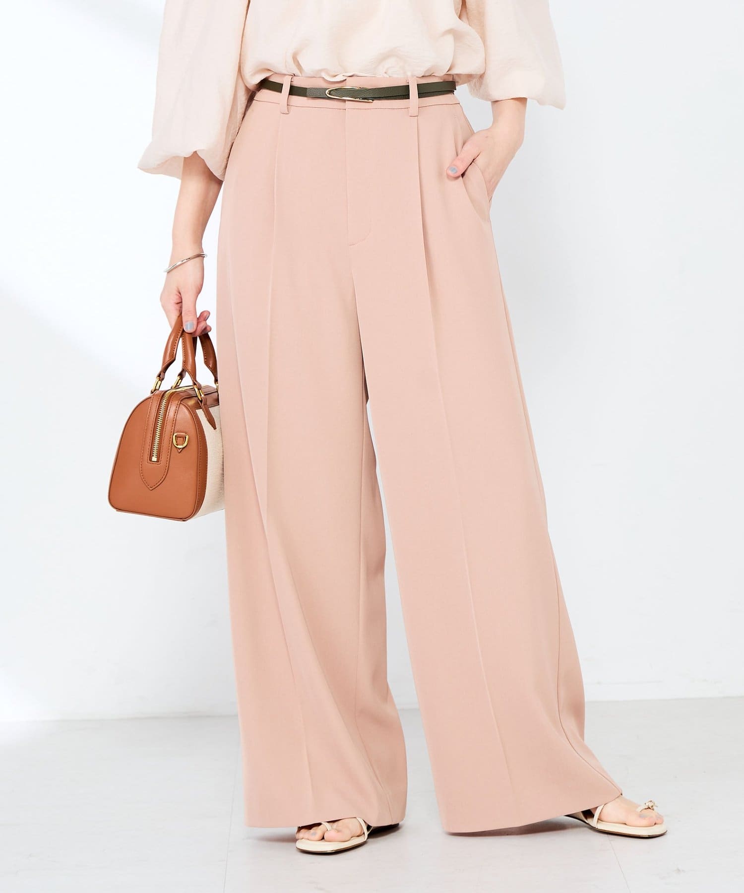 NOLLEY'S(ノーリーズ) ウォッシャブル強撚ツイルワイドパンツ