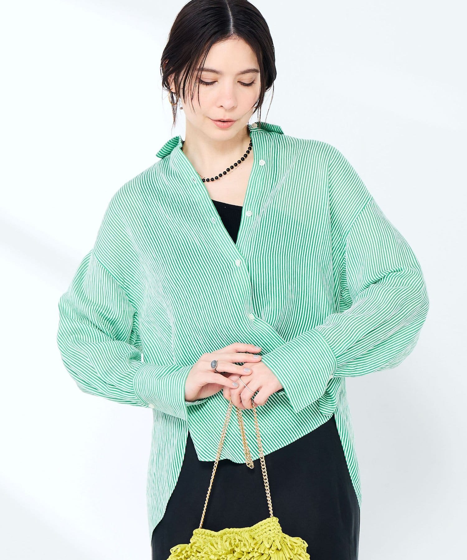 NOLLEY'S(ノーリーズ) ウォッシャブルACARライトストライプ3WAYオーバーシャツ