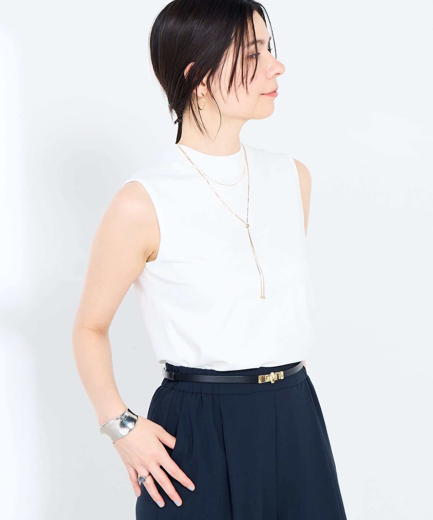 NOLLEY'S(ノーリーズ) 《手洗い可能》マルチファンクションハイネックノースリーブプルオーバー