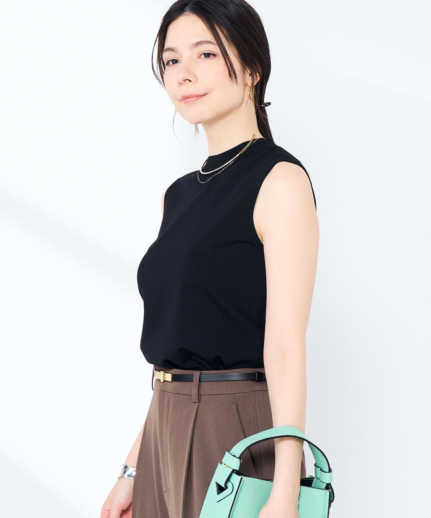 NOLLEY'S(ノーリーズ) 《手洗い可能》マルチファンクションハイネックノースリーブプルオーバー