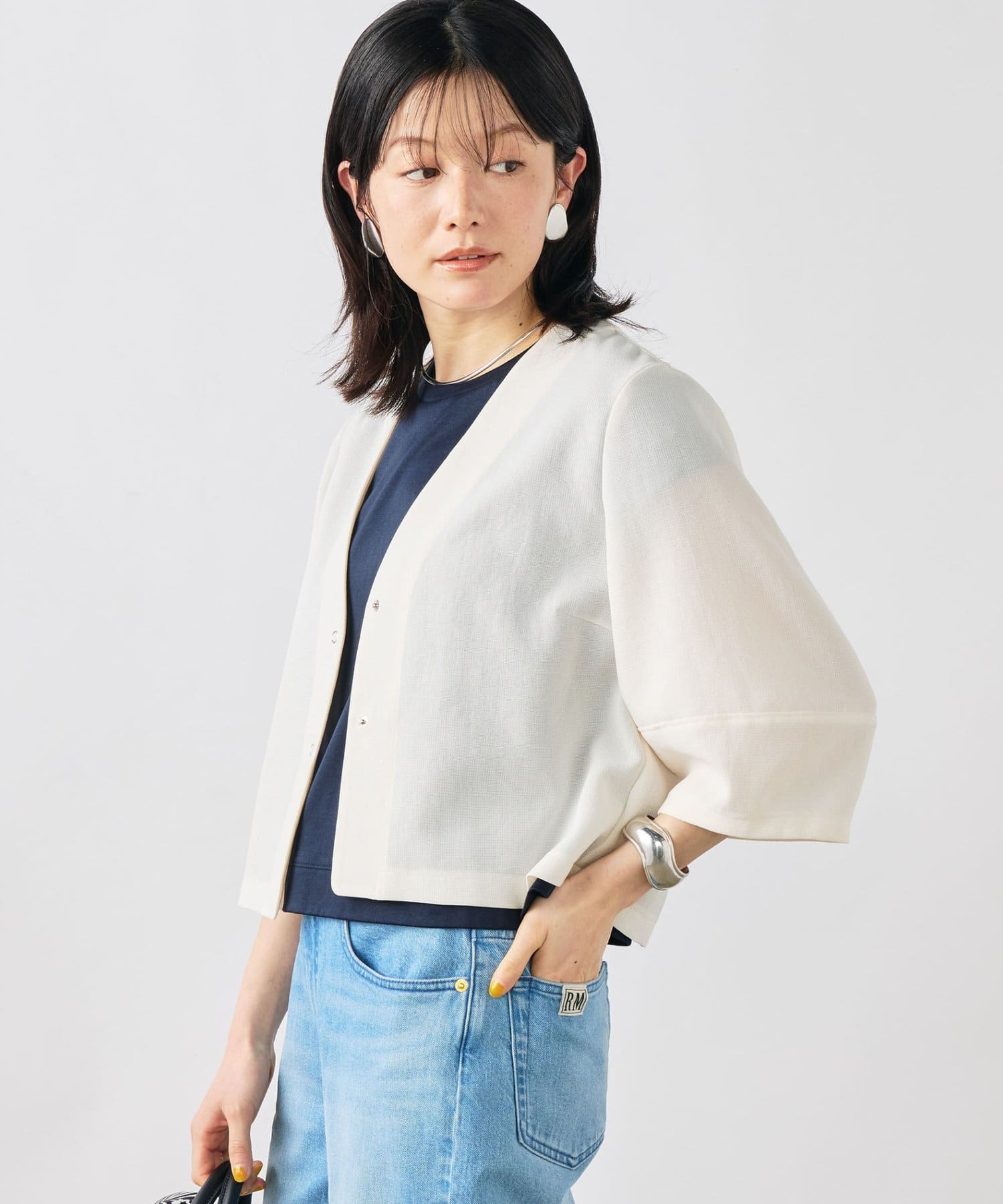 NOLLEY'S(ノーリーズ) ウォッシャブルヴィンテージメッシュカーディガン