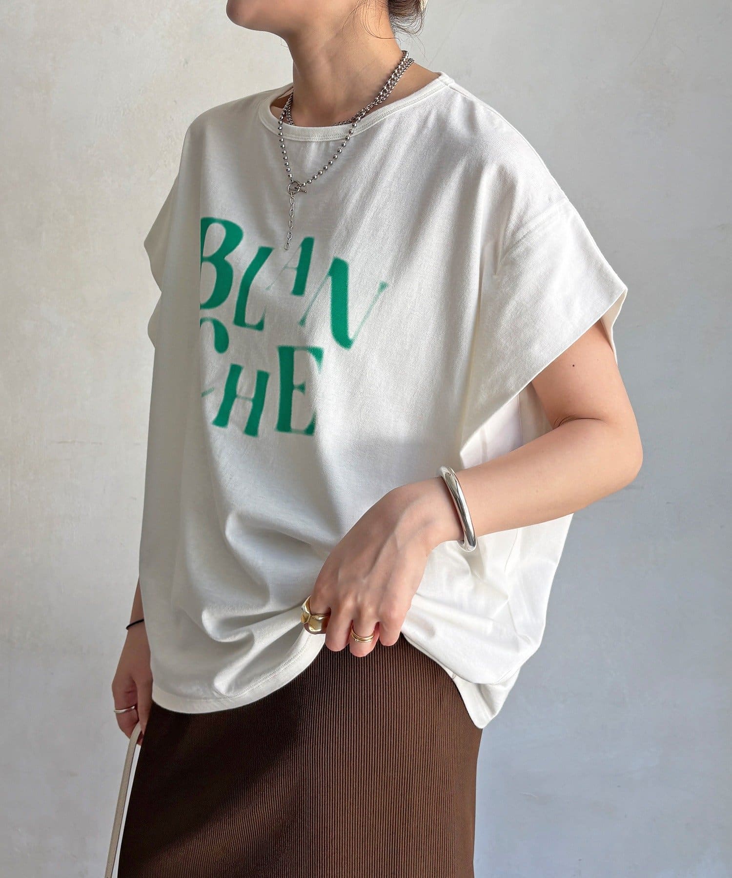 DOUDOU(ドゥドゥ) 【WEB限定】BLANCHEタックスリーブTEE