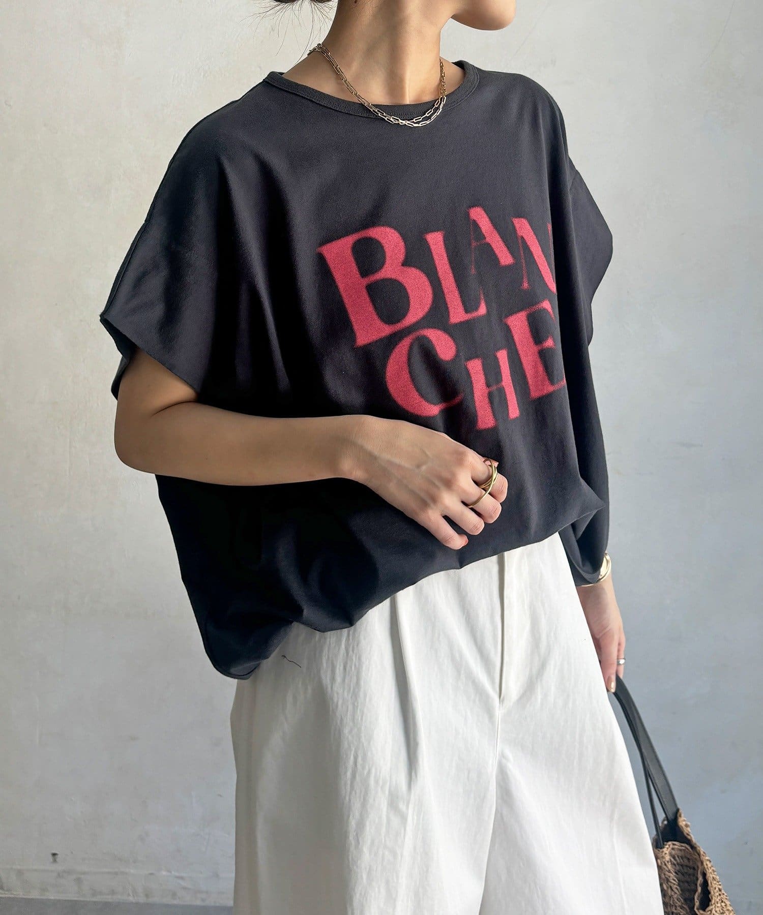 DOUDOU(ドゥドゥ) 【WEB限定】BLANCHEタックスリーブTEE