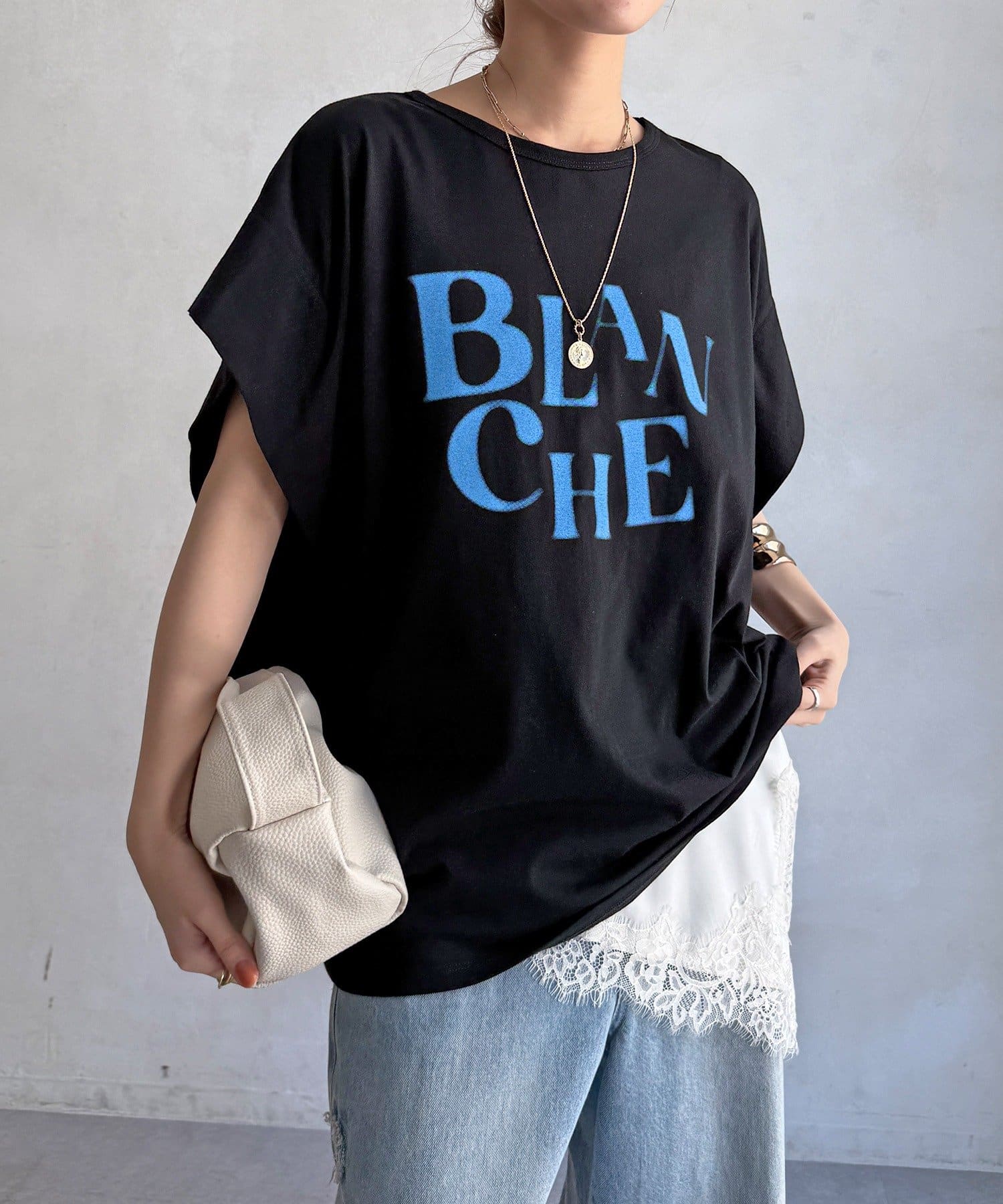 DOUDOU(ドゥドゥ) 【WEB限定】BLANCHEタックスリーブTEE