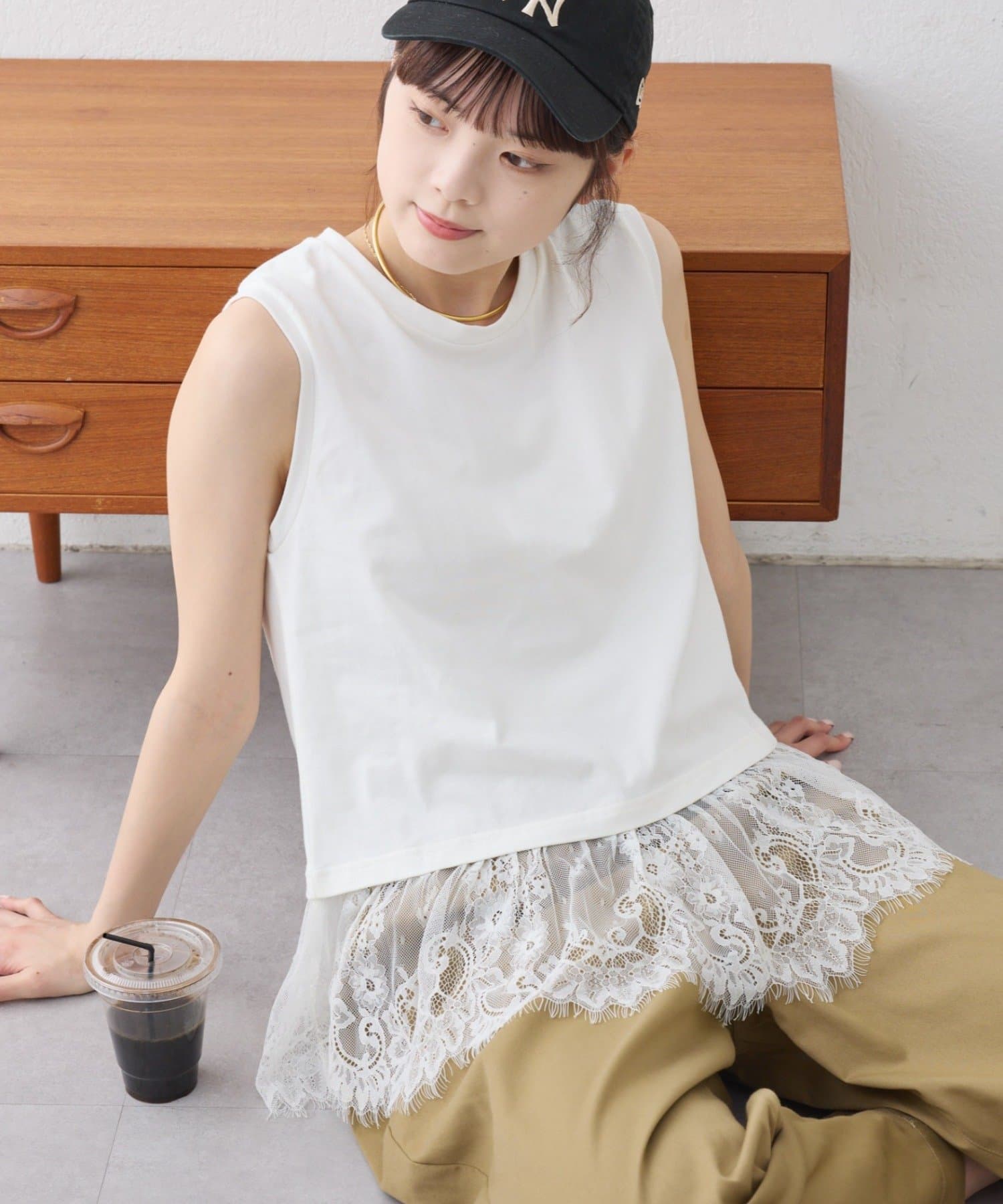 CIAOPANIC TYPY(チャオパニックティピー) 裾レースノースリーブTee