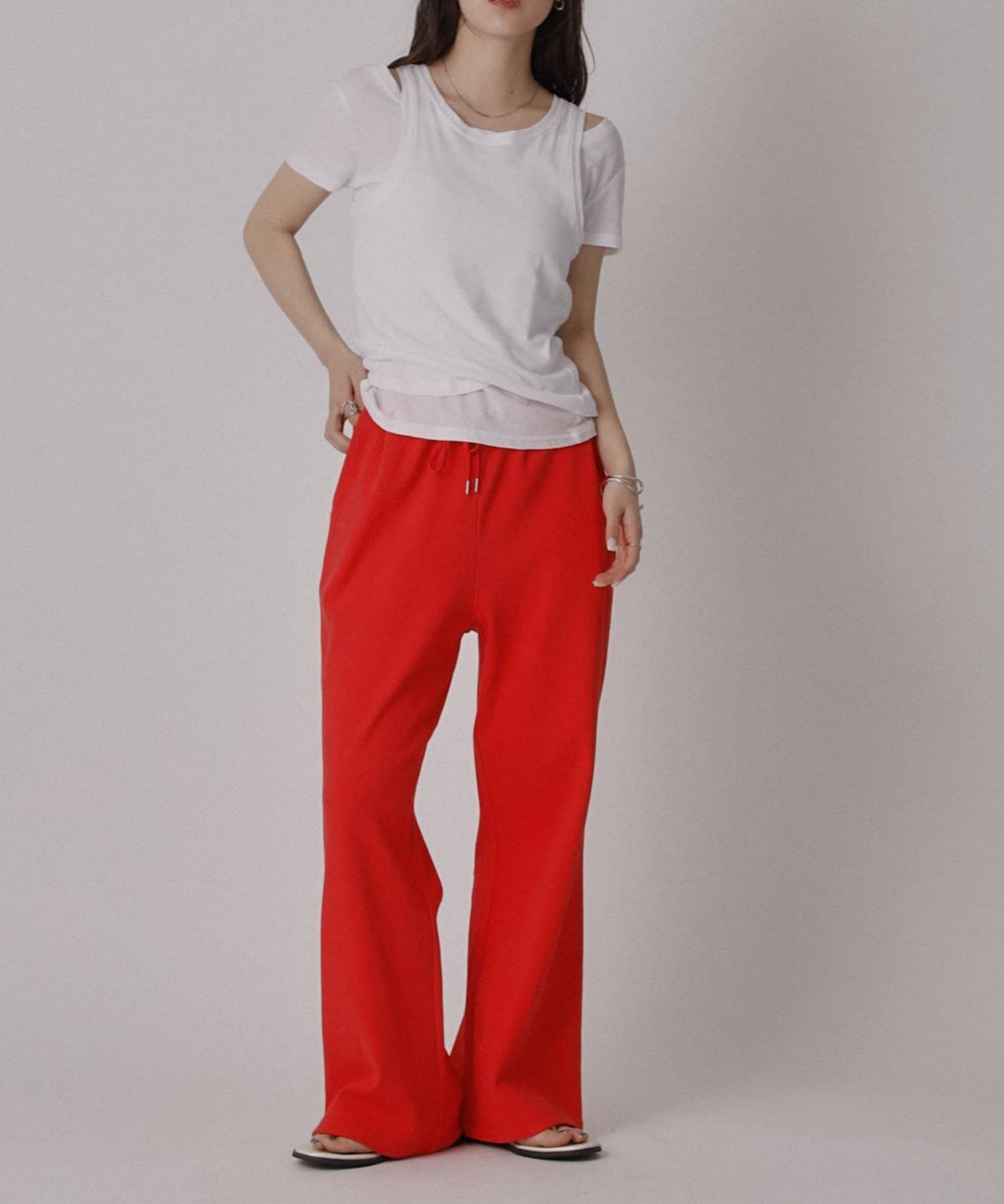 COLONY 2139(コロニー トゥーワンスリーナイン) 多機能テレコリブフレアパンツ