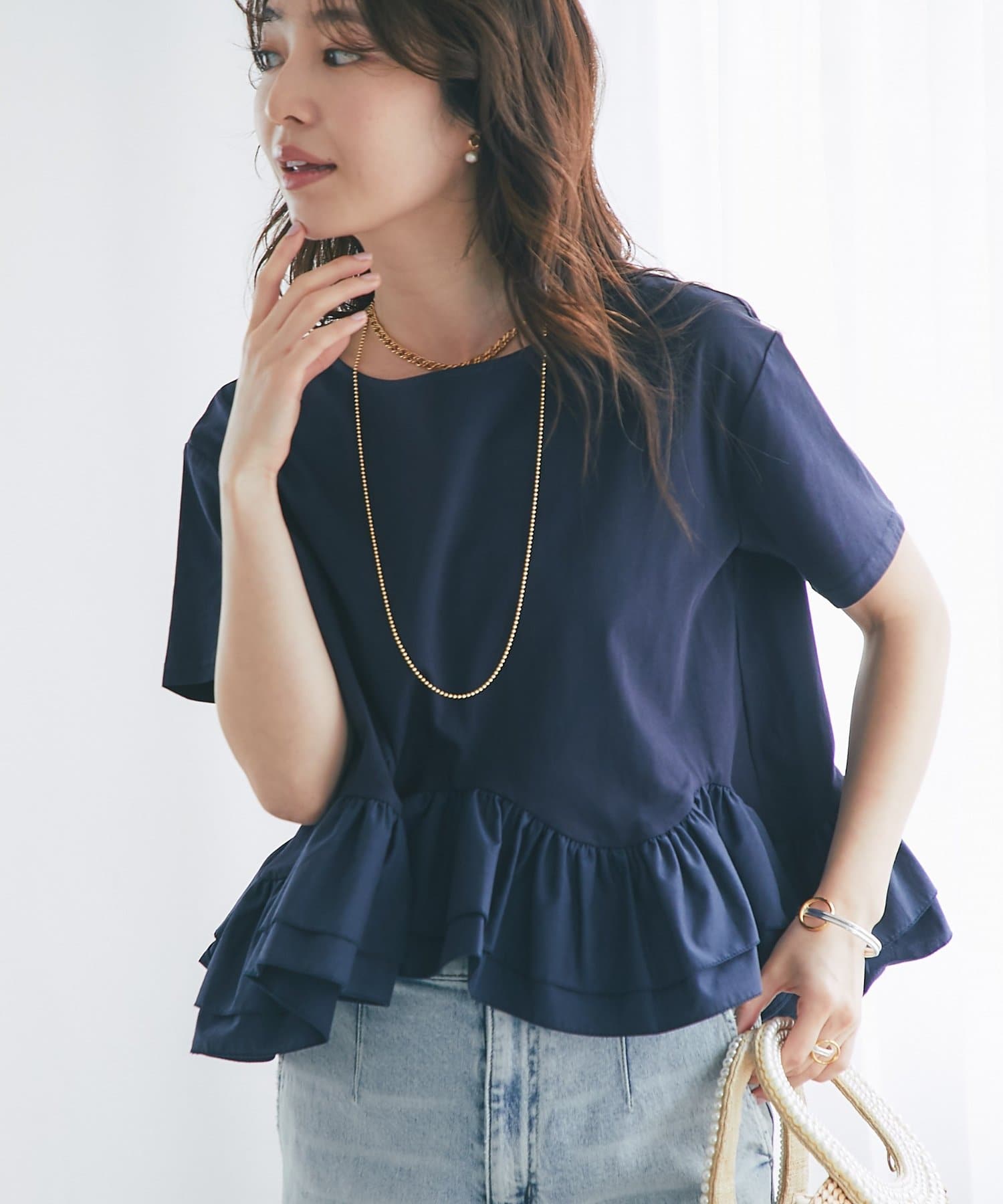La boutique BonBon(ラブティックボンボン) 【KAZUMI監修】ペプラムドッキングカットソー