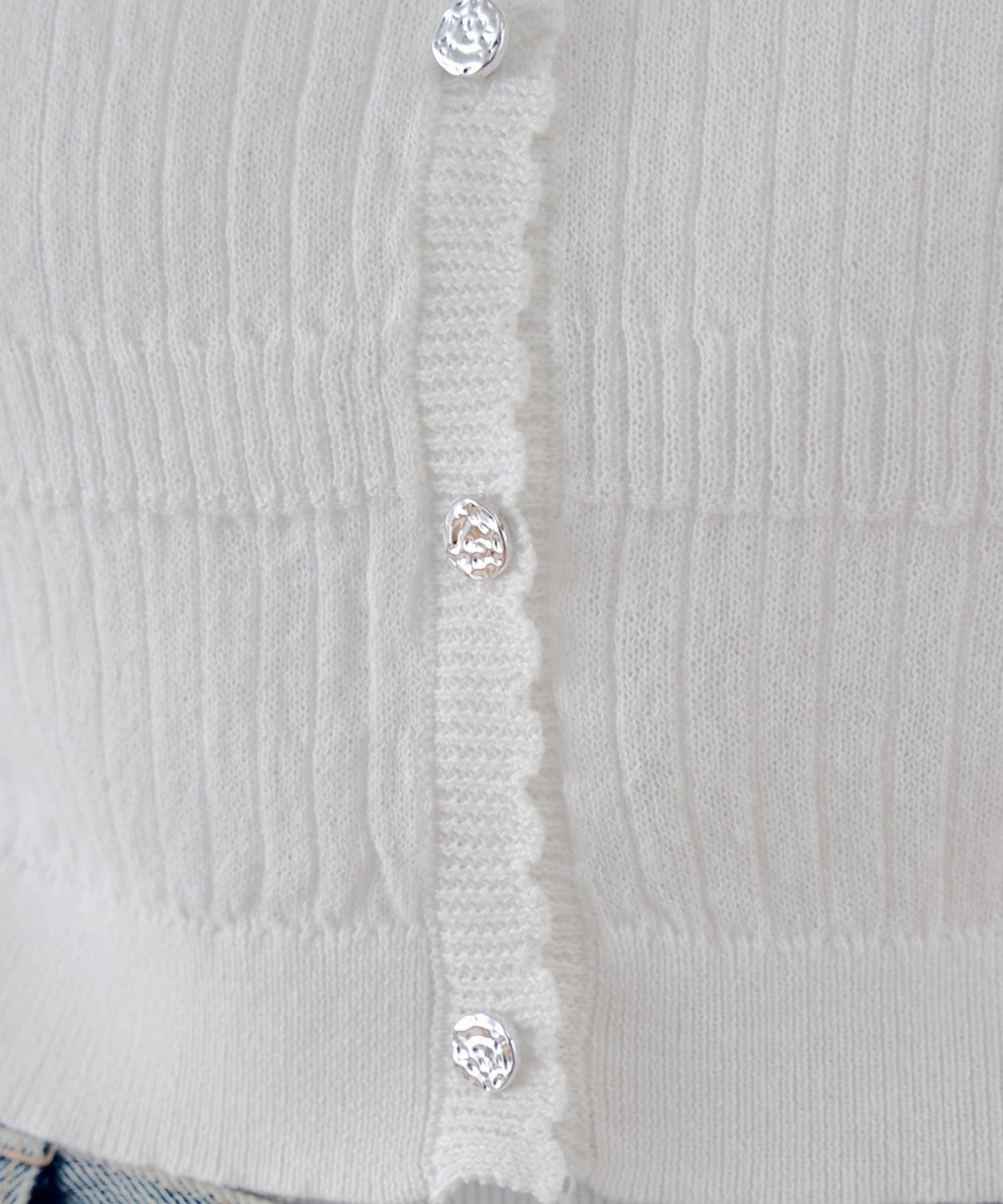 Chico(チコ) 【SALON by Chico】シアー金釦柄編みカーディガン