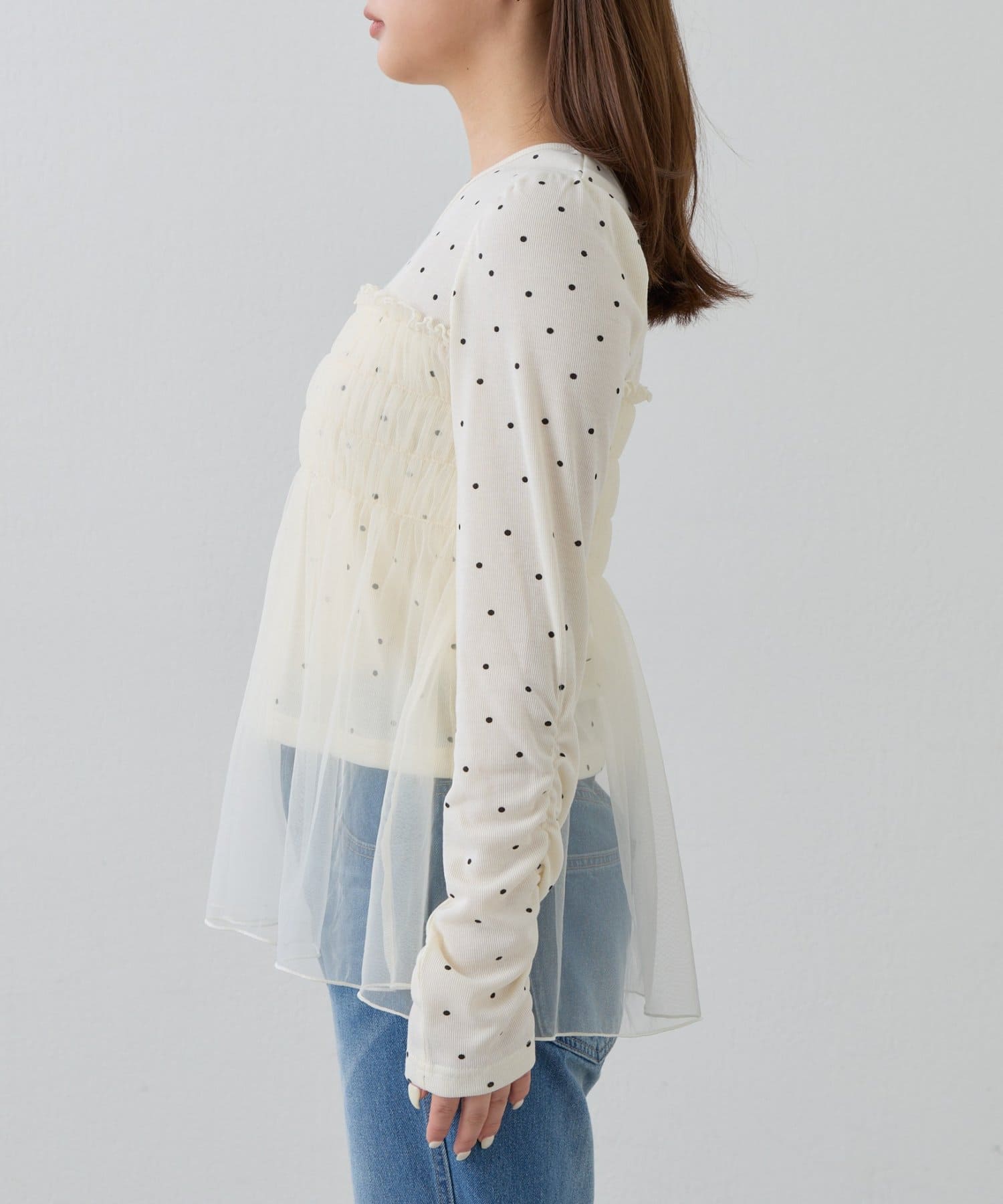 Kastane(カスタネ) チュールドッキングカットソー