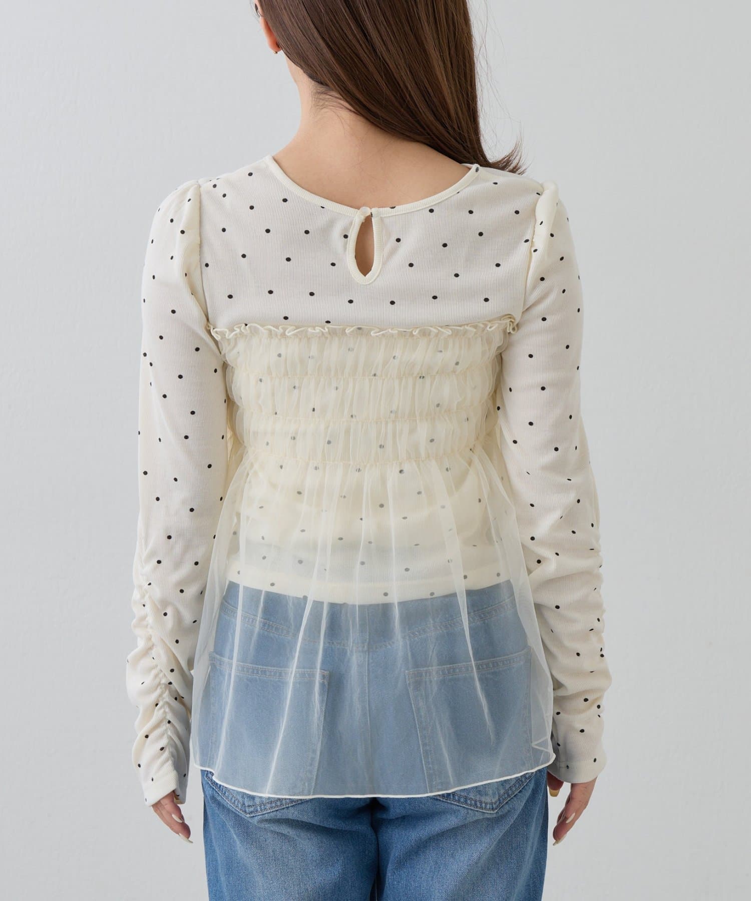 Kastane(カスタネ) チュールドッキングカットソー