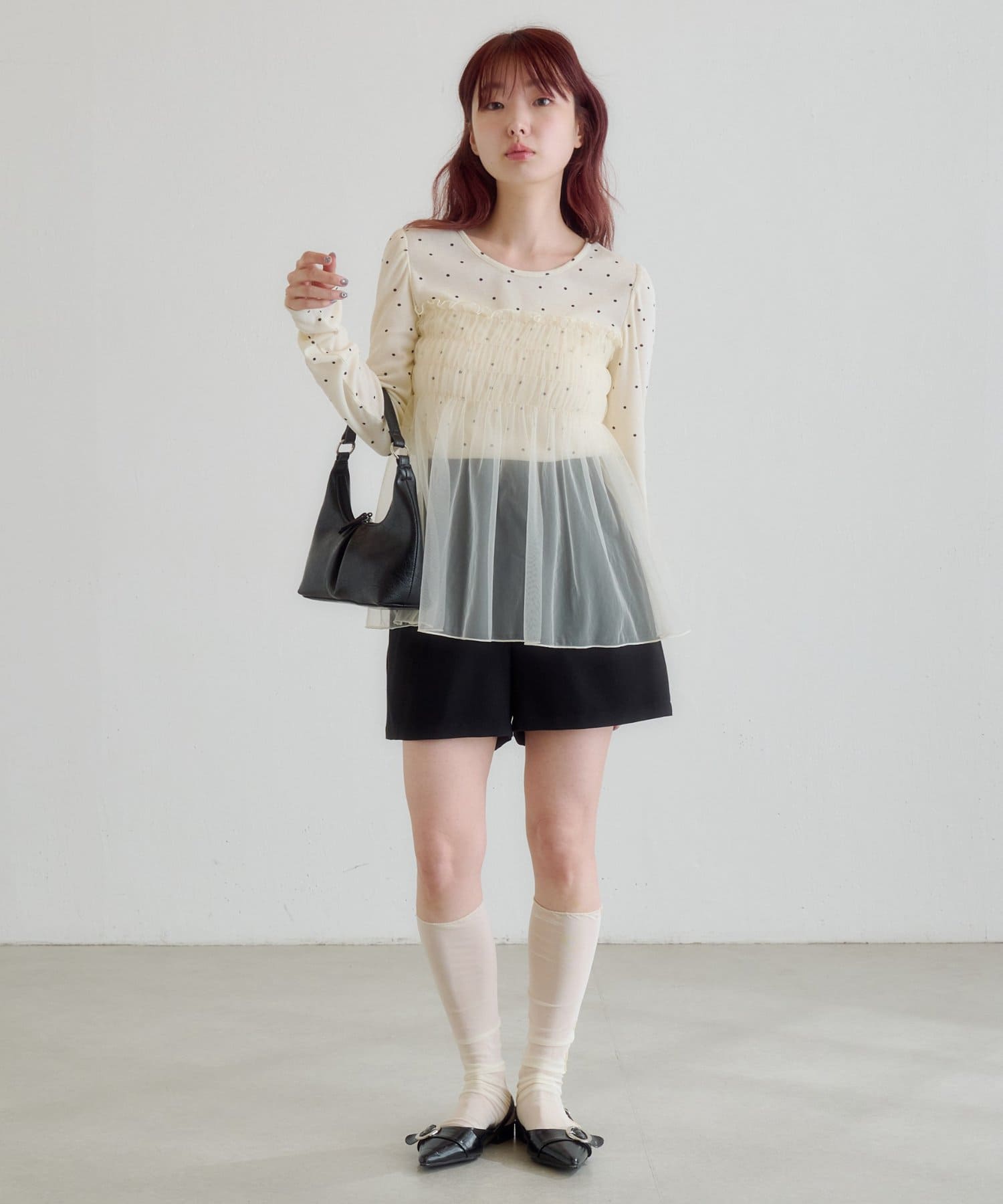 Kastane(カスタネ) チュールドッキングカットソー