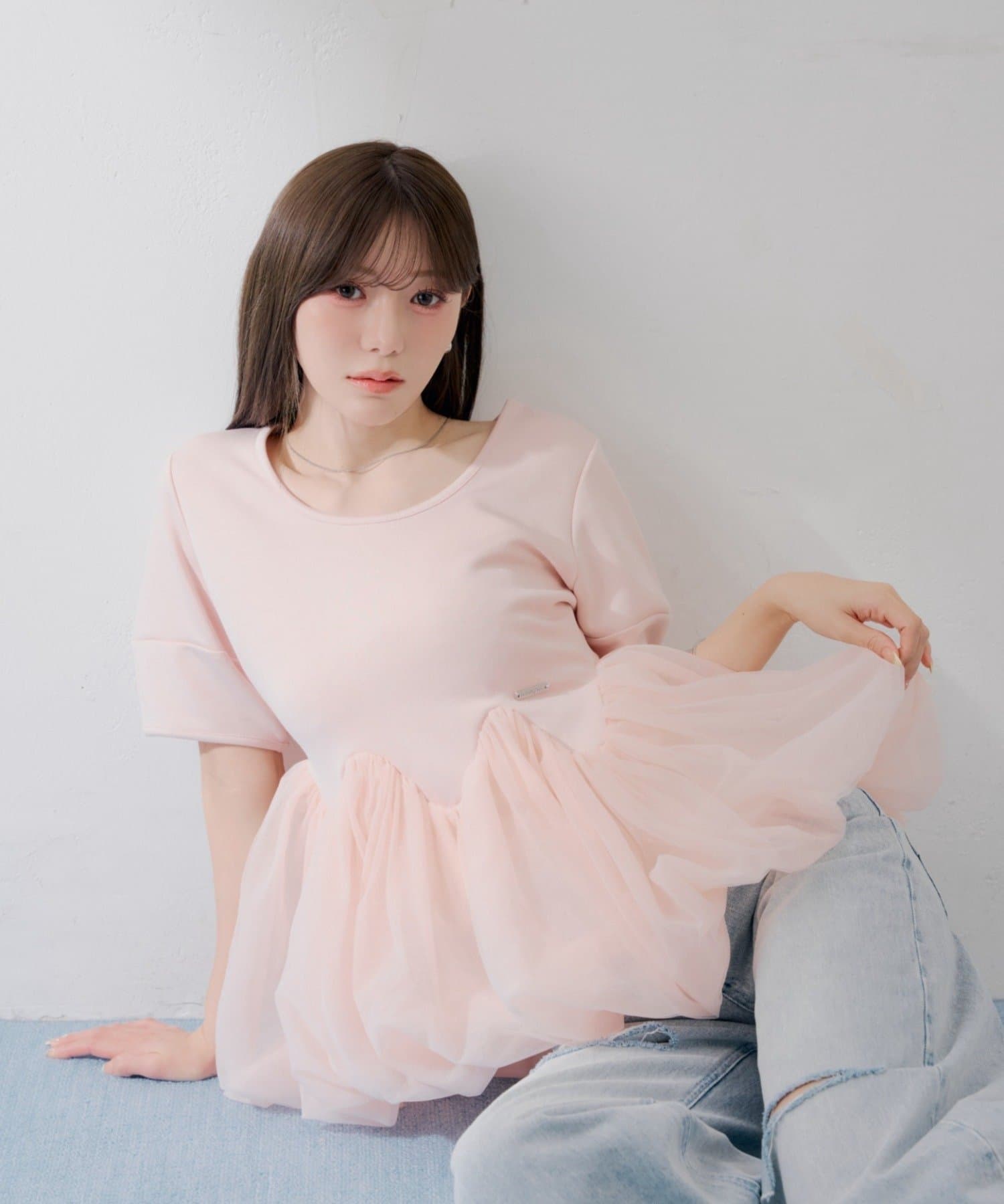Chico(チコ) 【SALON by Chico】デザインスリーブチューリップバルーントップス