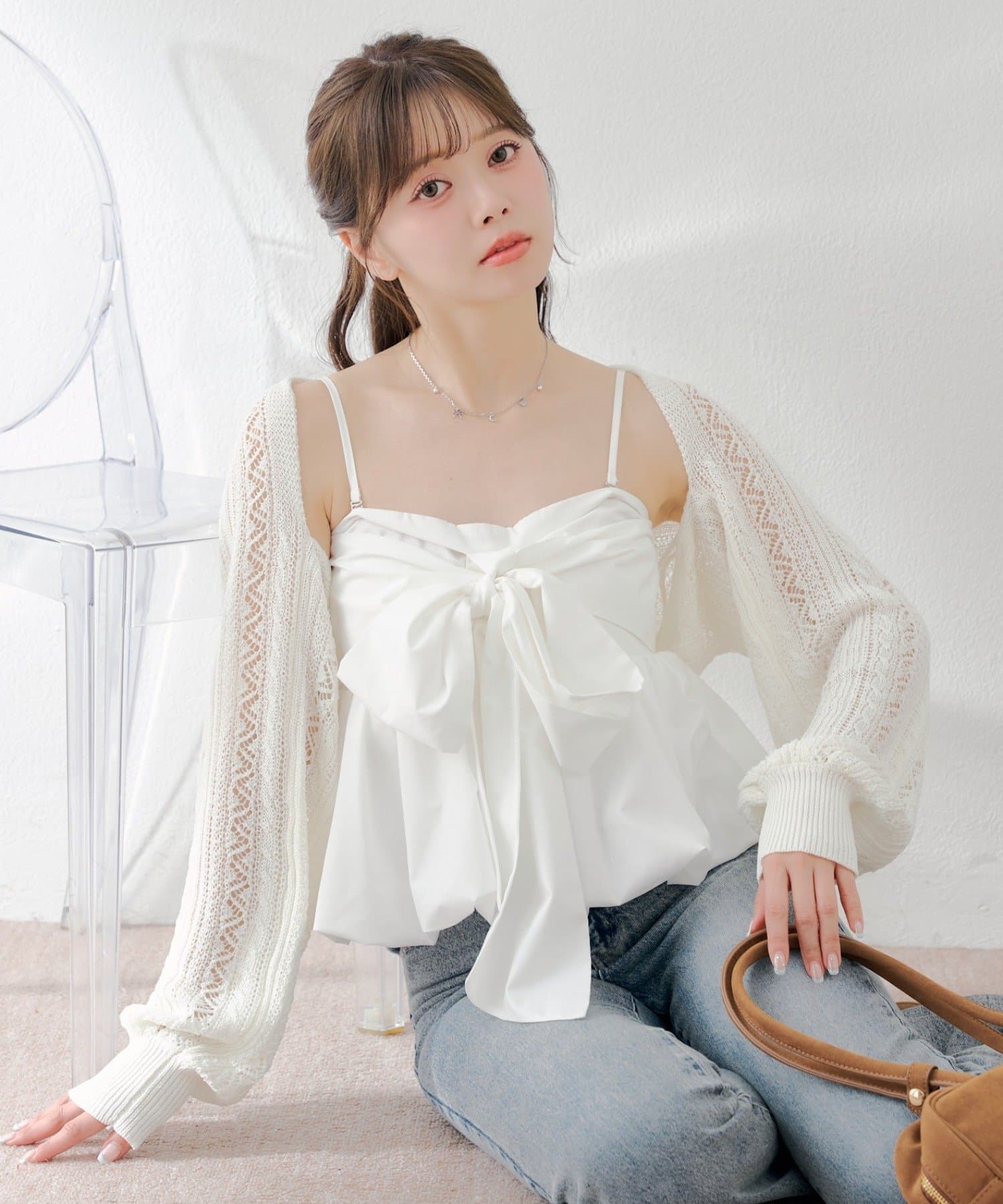 Chico(チコ) リボンニットボレロカーディガン