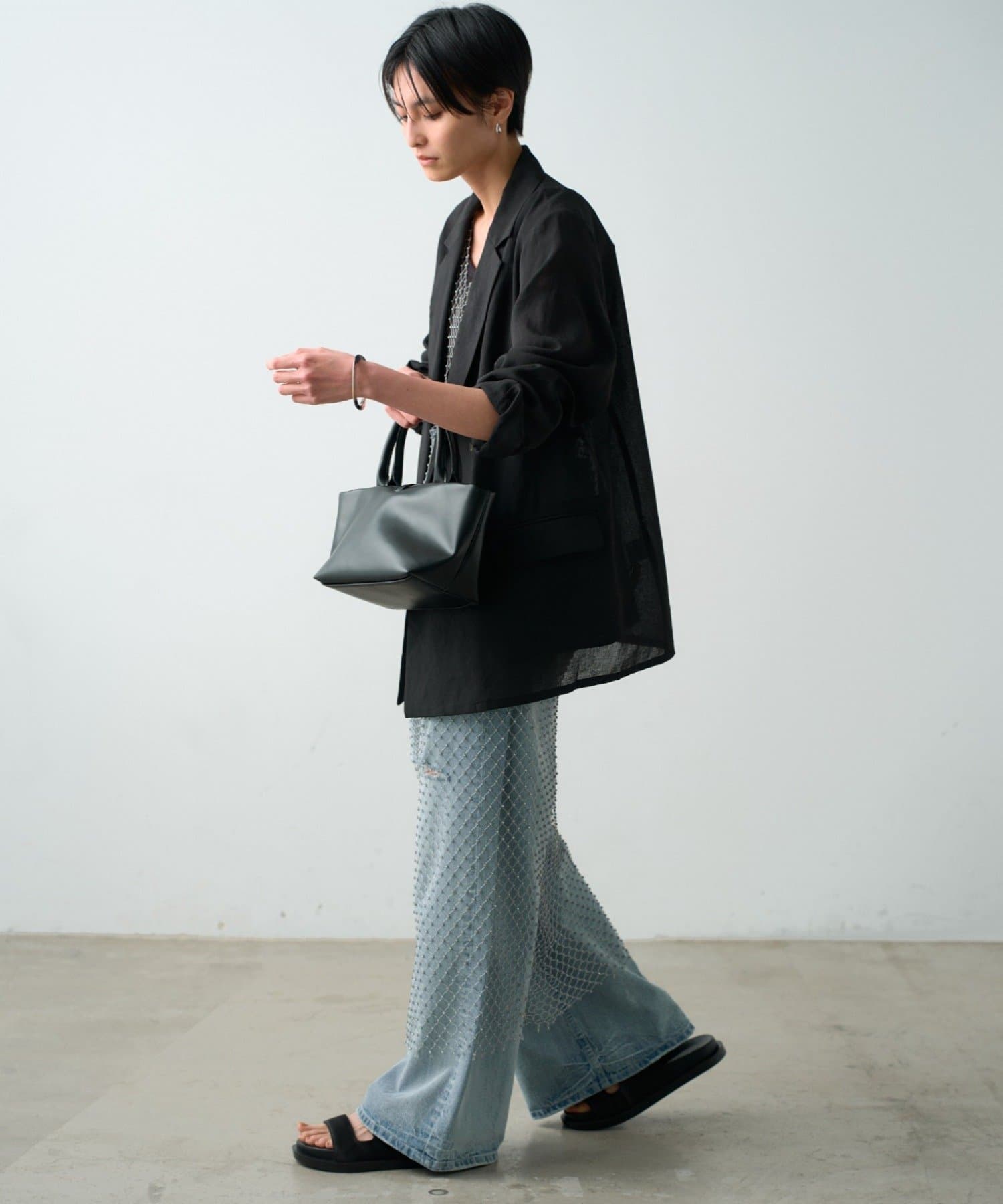 LOUNGEDRESS(ラウンジドレス) メッシュビジューワンピース