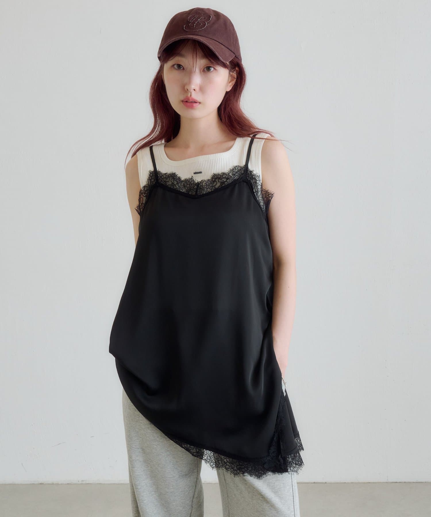 Kastane(カスタネ) レースサテンキャミ