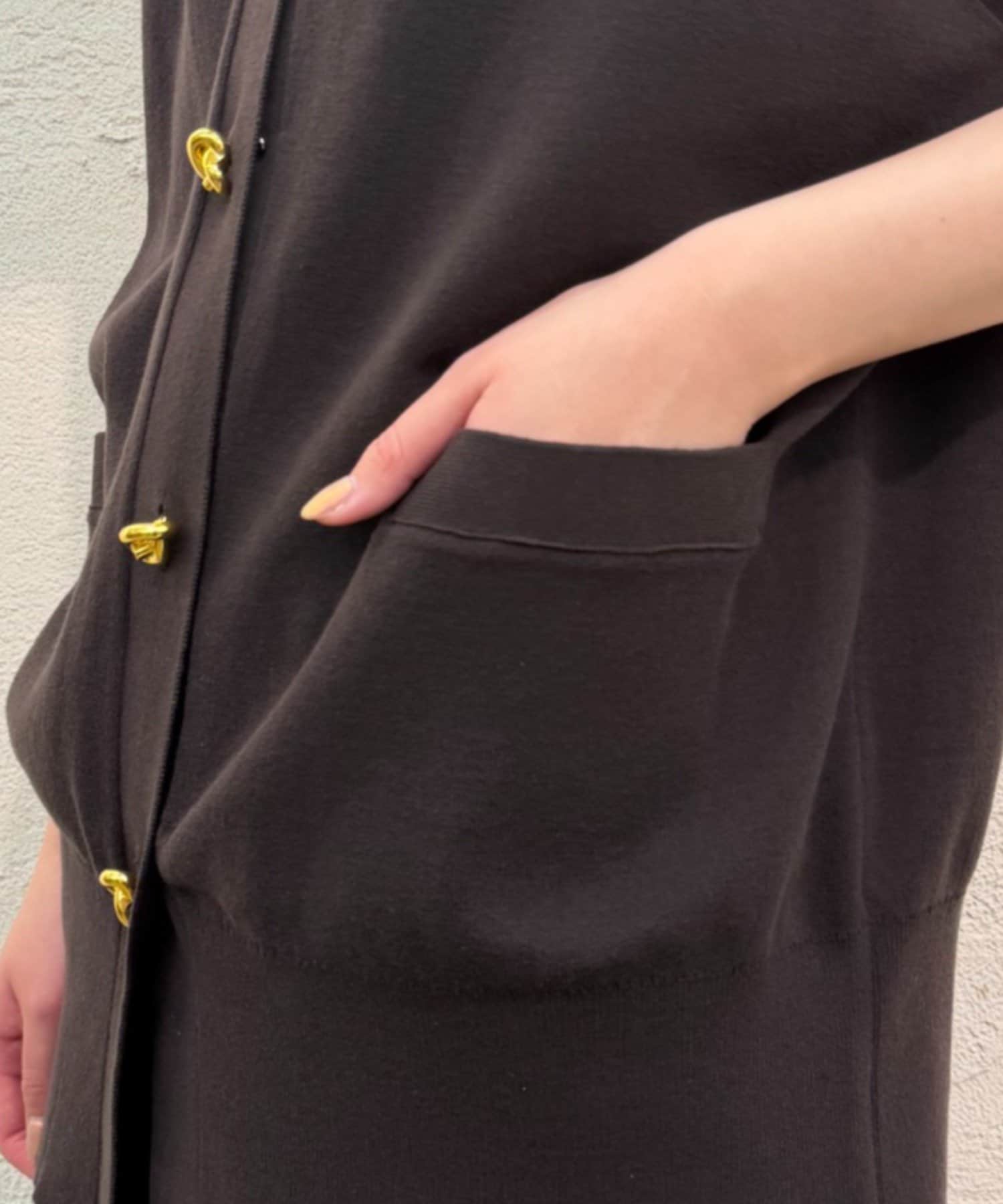 LOUNGEDRESS(ラウンジドレス) ツイストボタンフレンチニットカーデ