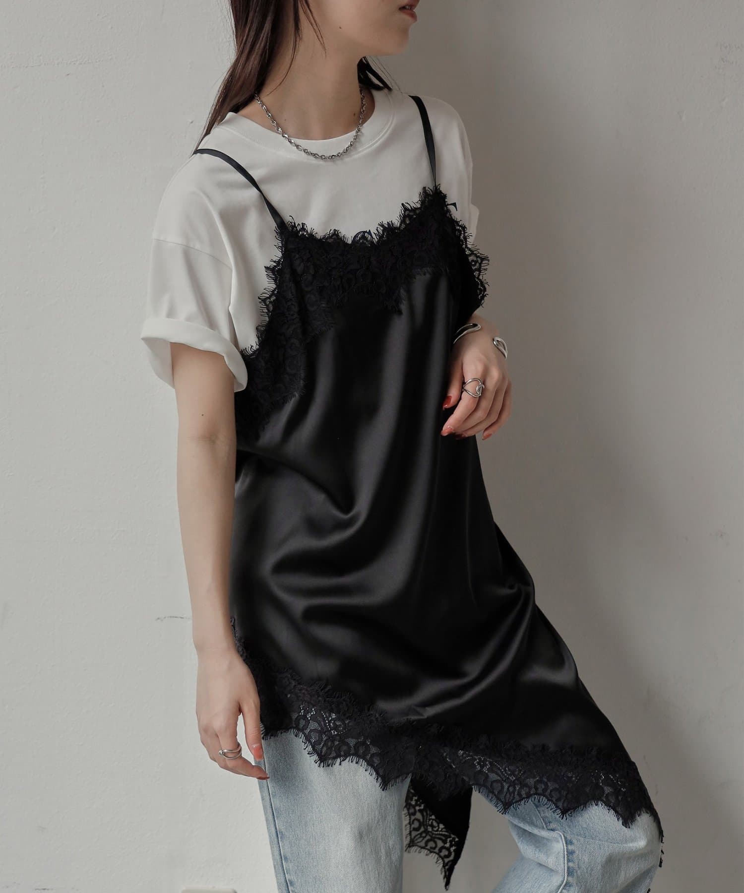 COLONY 2139(コロニー トゥーワンスリーナイン) レースサテンキャミワンピース