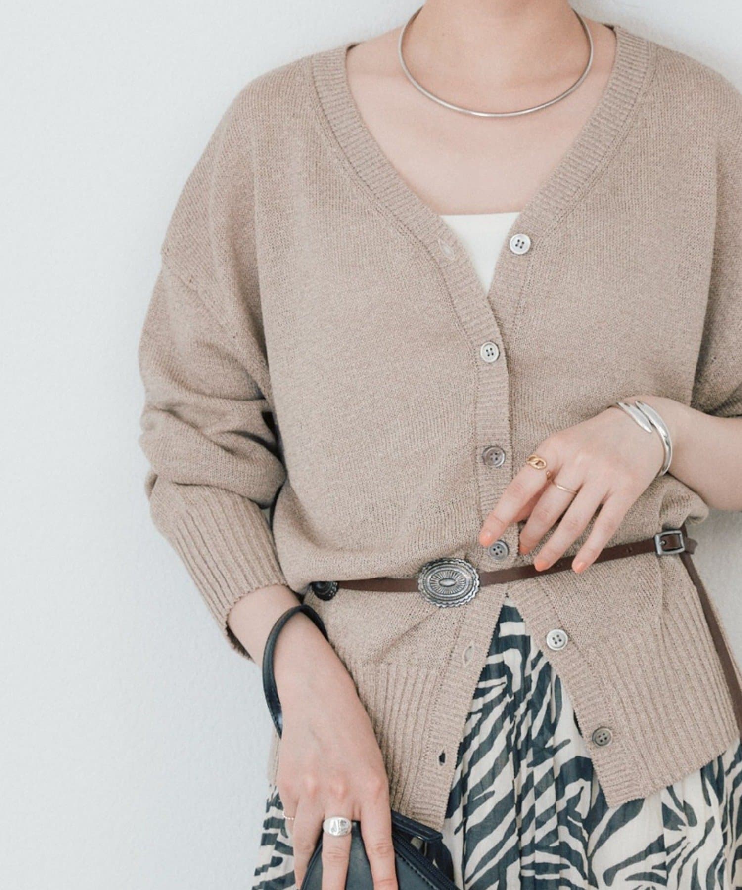 RIVE DROITE(リヴドロワ) 予約【真夏まで活躍】ペーパーヤーンニットカーデ