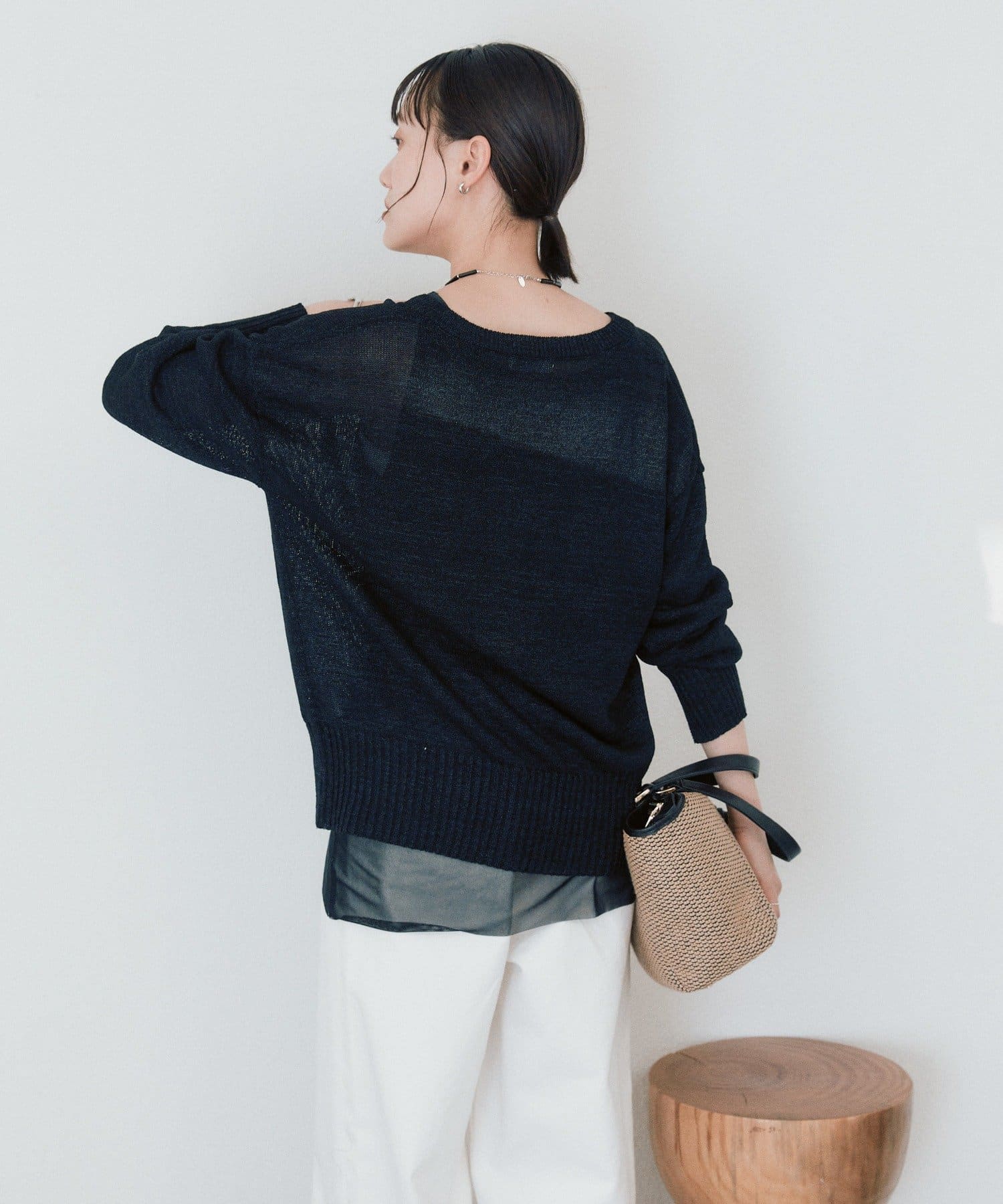 RIVE DROITE(リヴドロワ) 予約【真夏まで活躍】ペーパーヤーンニットカーデ