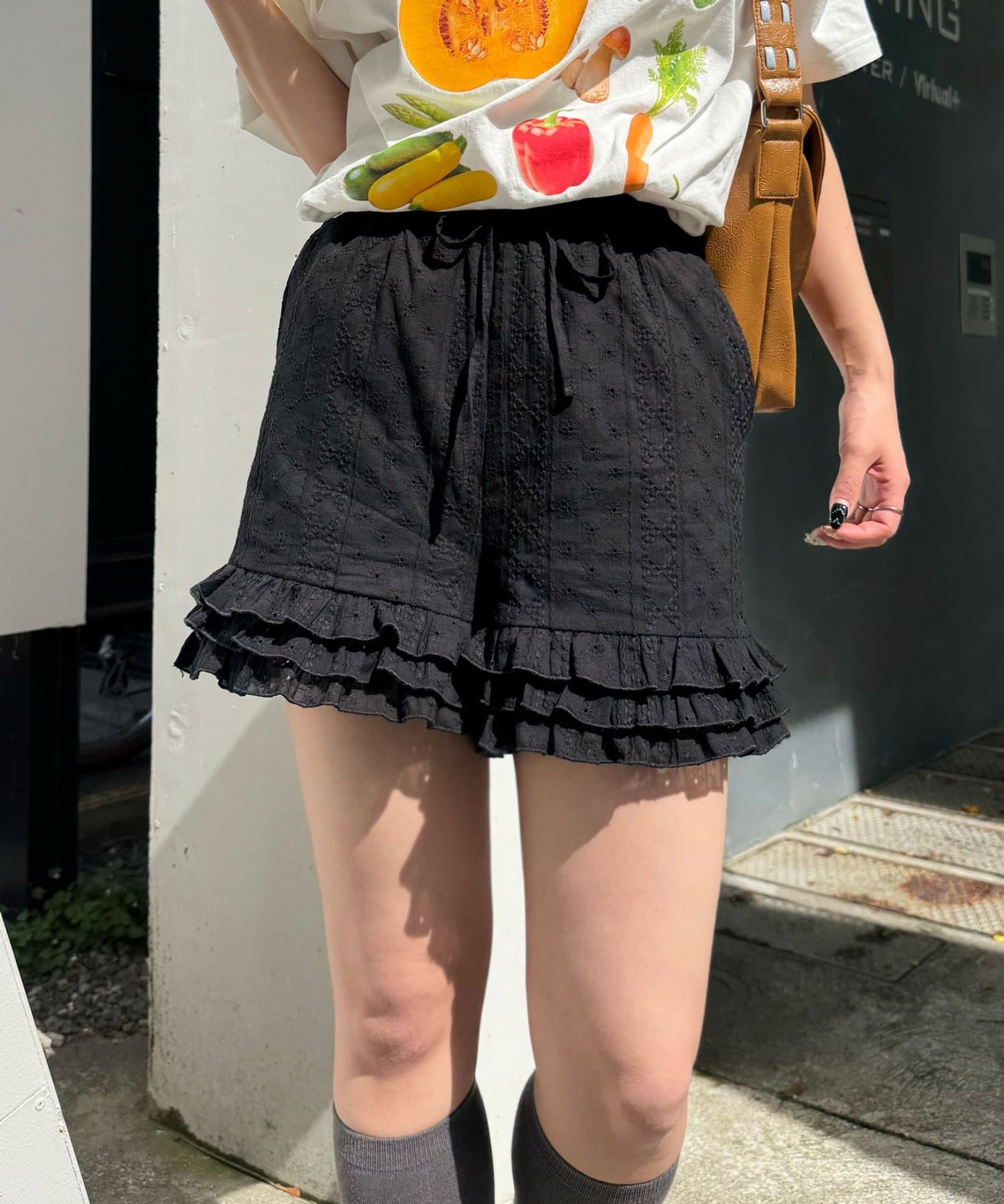 CIAOPANIC(チャオパニック) コットンレース裾ティアードショートパンツ