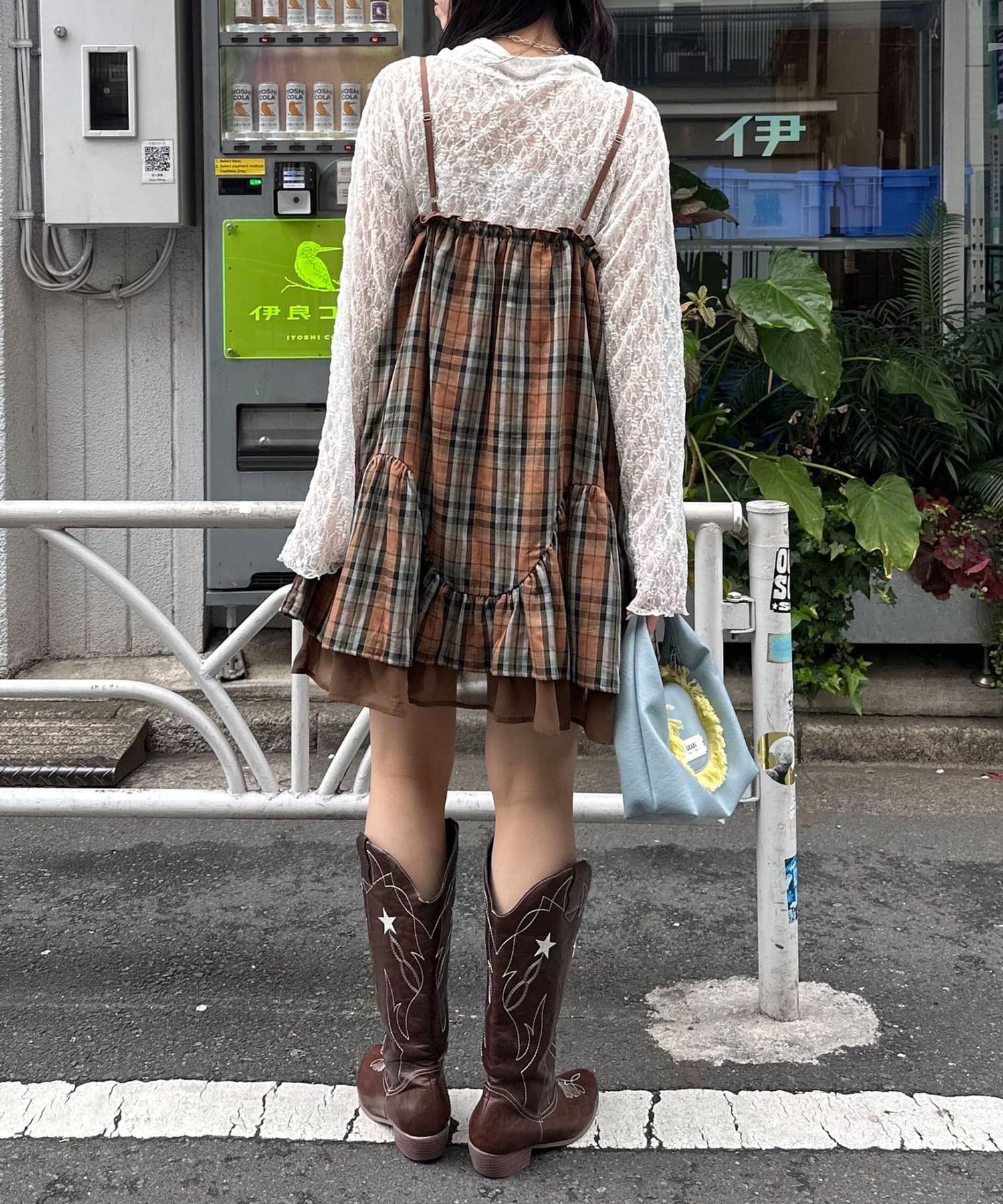 CIAOPANIC(チャオパニック) レトロチェックギャザーチュニックキャミワンピース